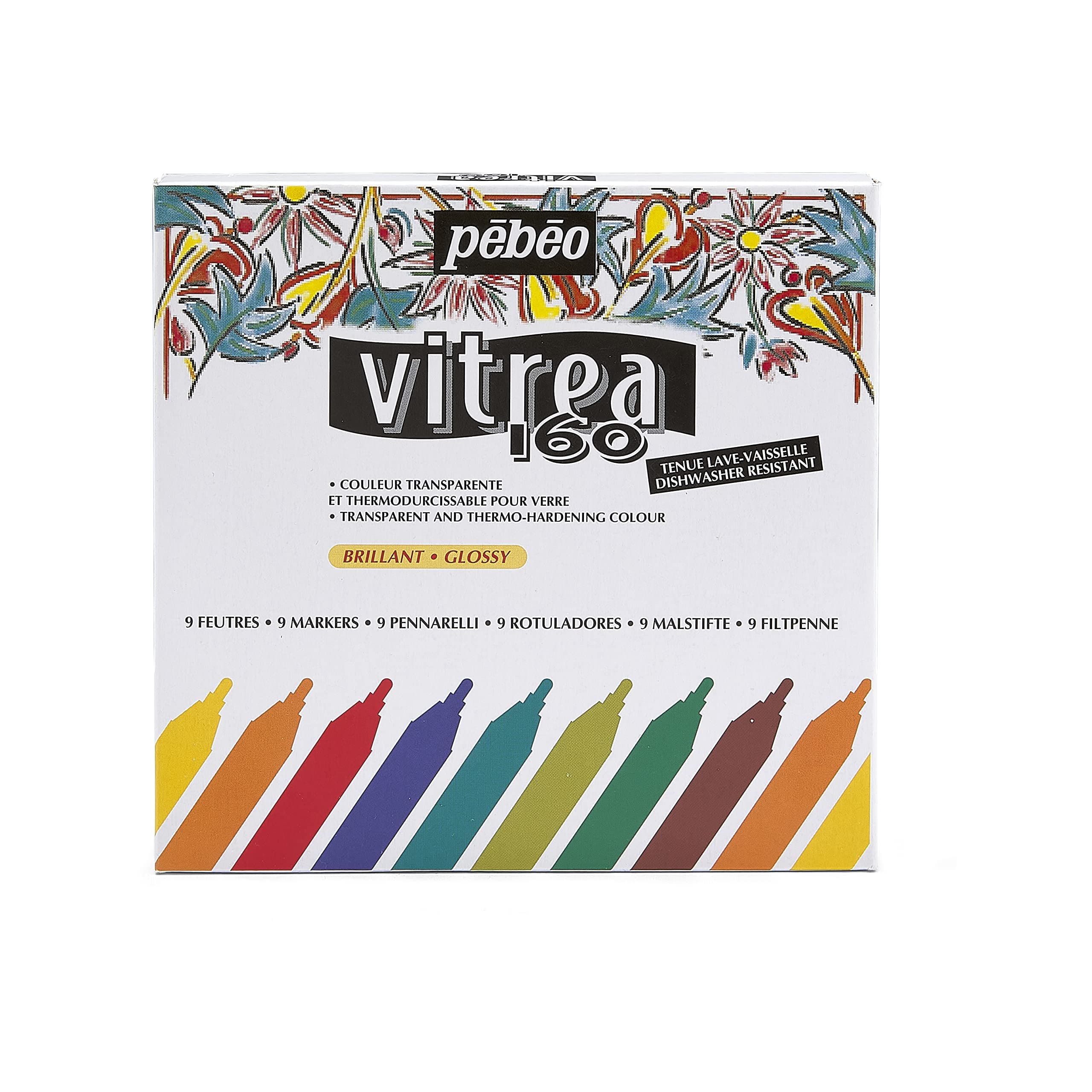 118100 Vitrea 160-Assorted Glossy Markers, Pack of 9 , brown