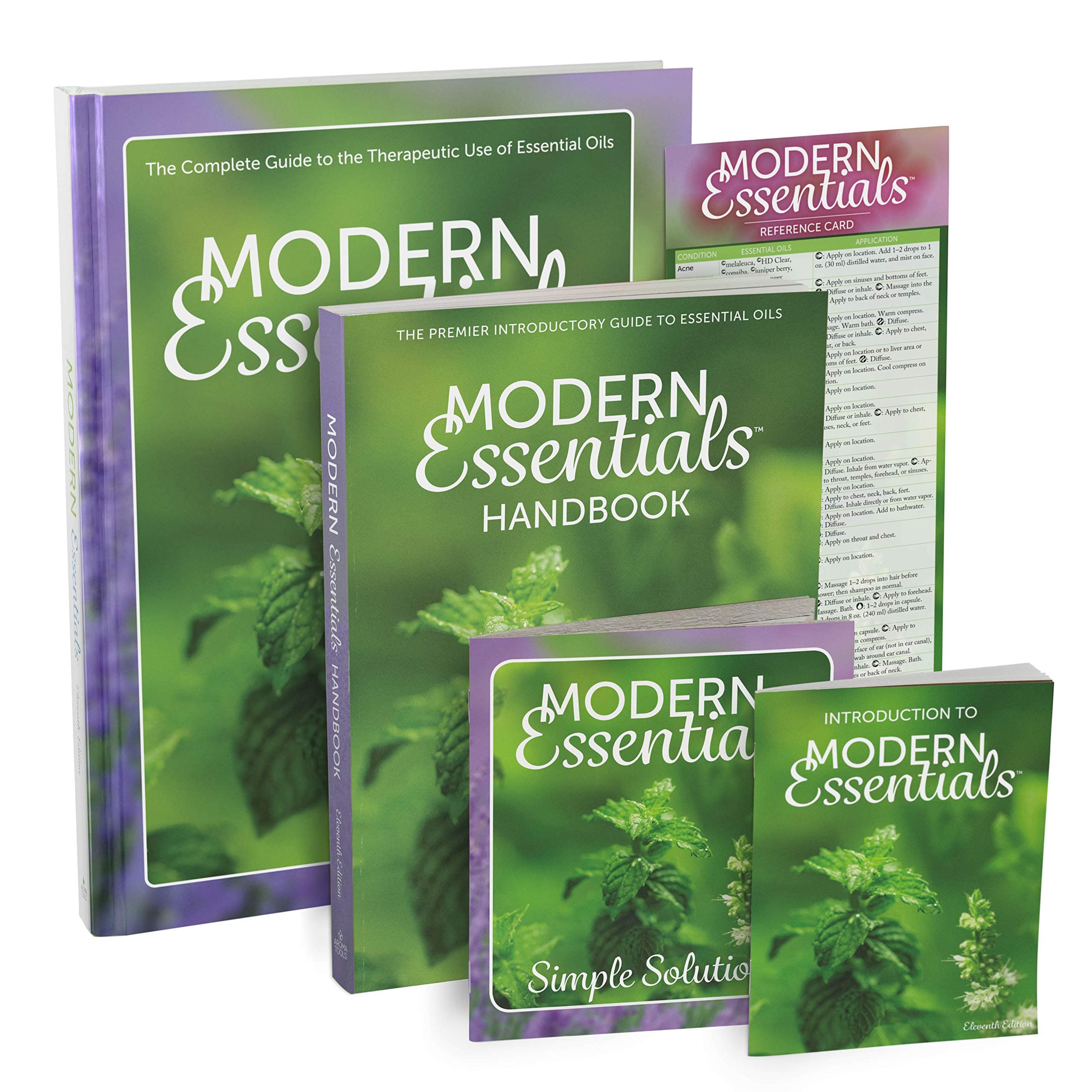 Modern Essentials 11th Ed. Bundle, Essential Oil Reference Books with doTERRA Oil Names, ME Hardcover, ME Handbook, Intro to Me, Reference Card & ME Simple Solutions, 2019