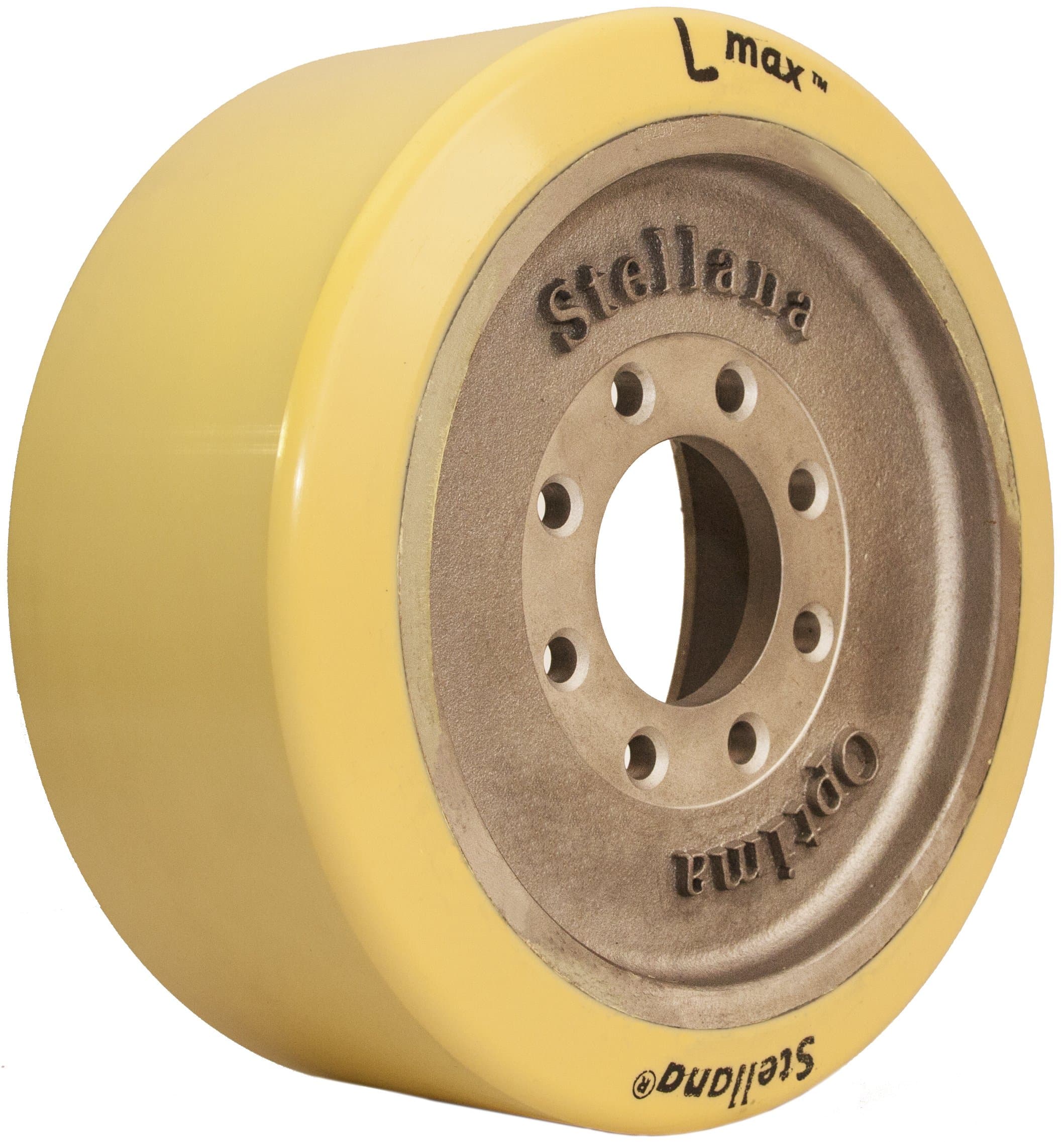 T4245-ESHPO 13" Outer Diameter x 5-1/2" Width Premium 85A (Lmax) Polyurethane Optima Bolt-On Drive-Steer Tire, Directly Replaces 79266 Forklift Crown