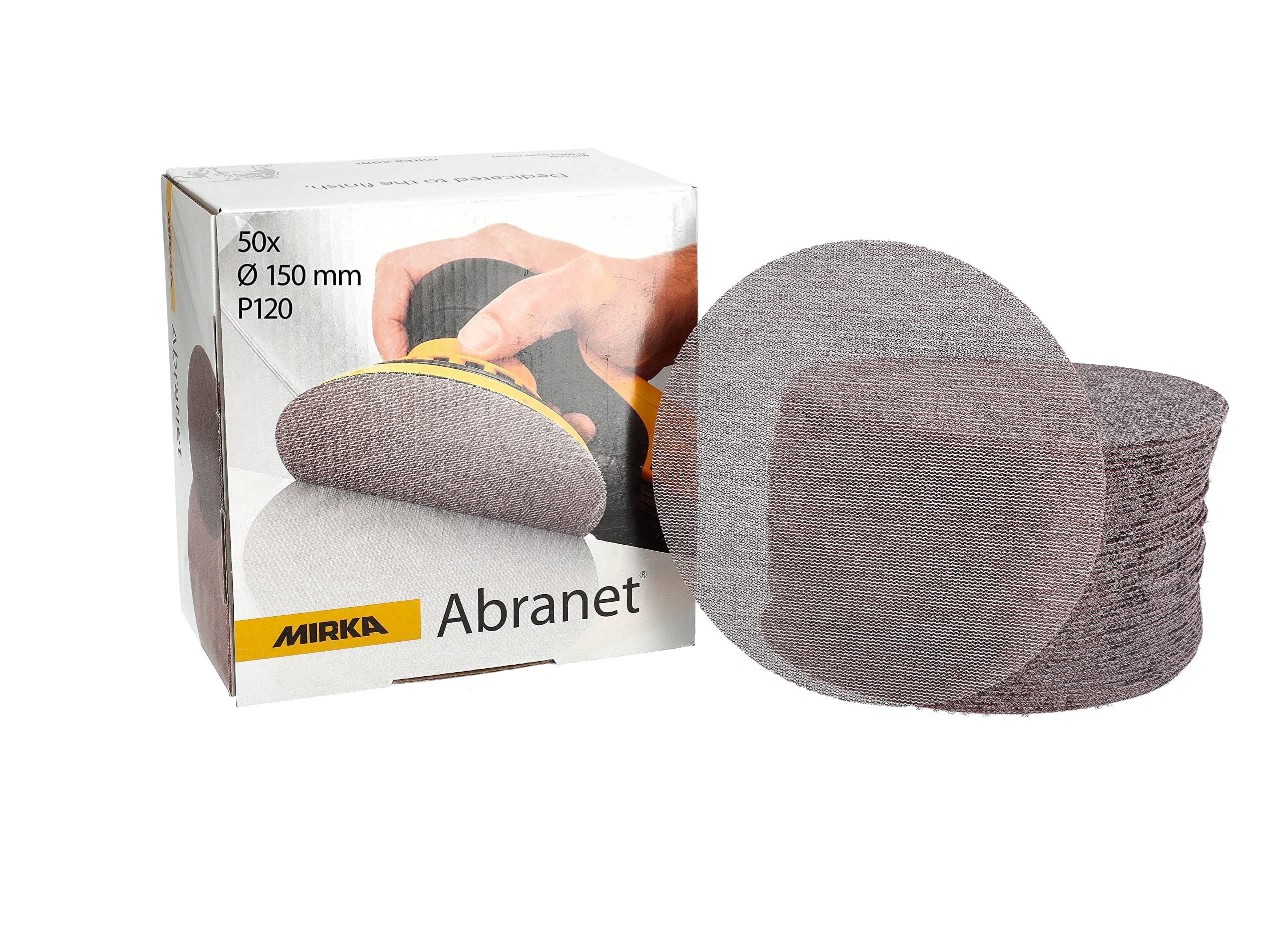 Abranet net sanding disc Ø 150 mm Hook & loop/Grit P120 / 50 pcs/for sanding wood, walls, metal, aluminium, stainless steel, filler, varnish, plastic / 5424105012