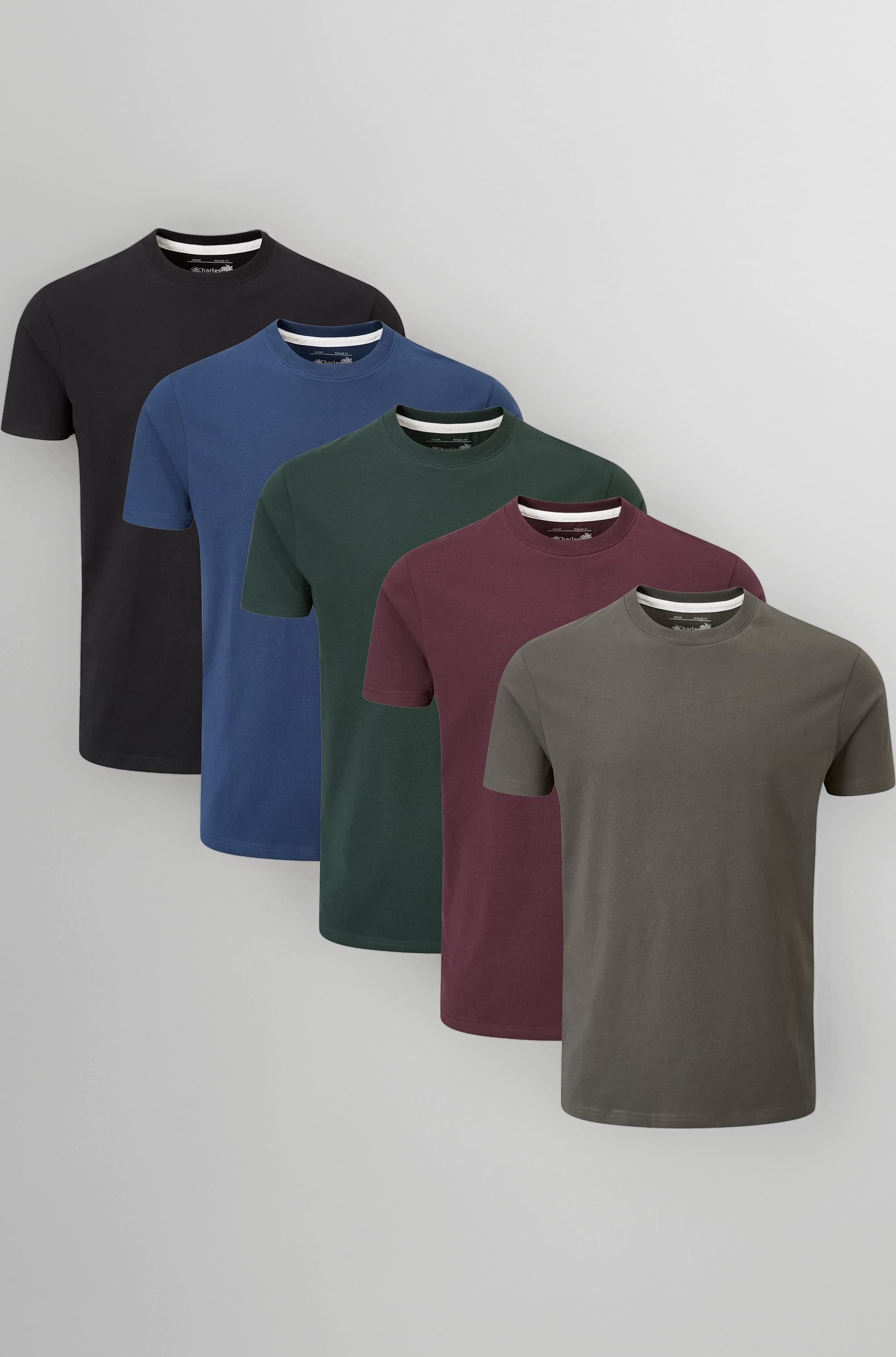 5 Pack Plain Crew Neck T-Shirt