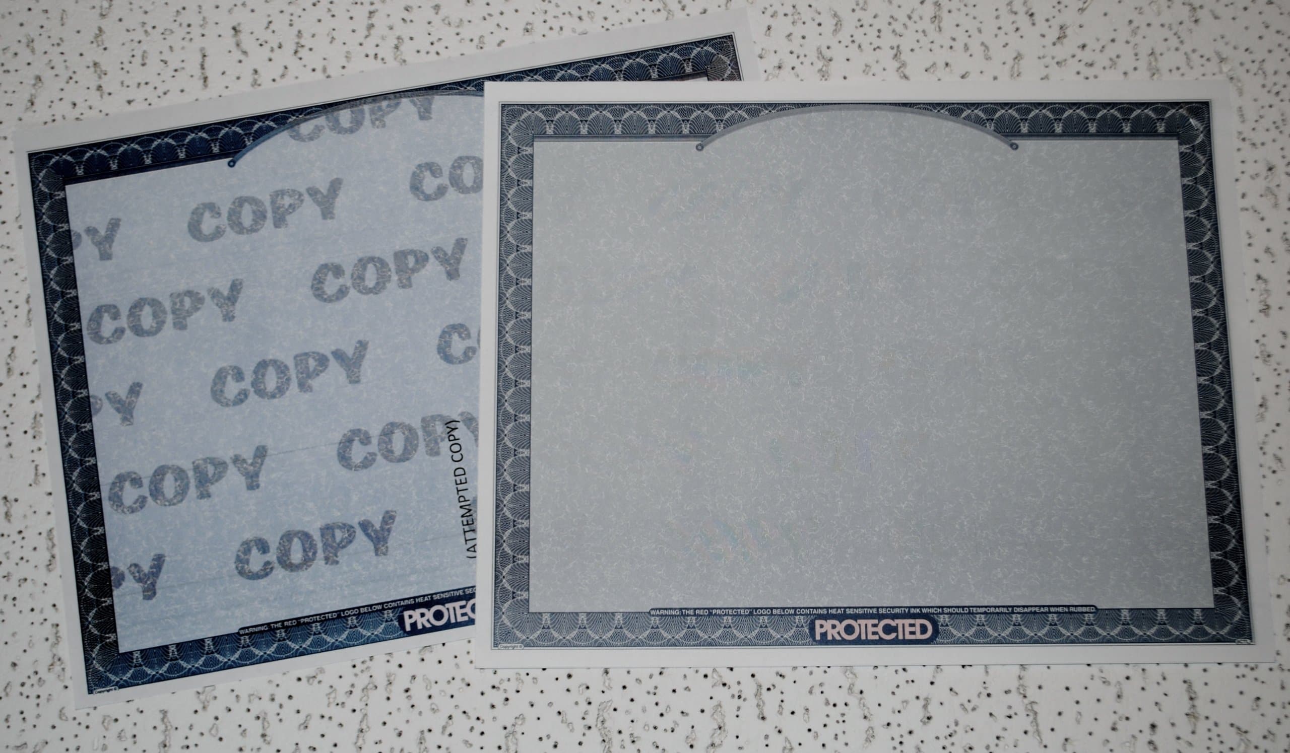Non-Copyable Blank Certificate Paper (Landscape Format)