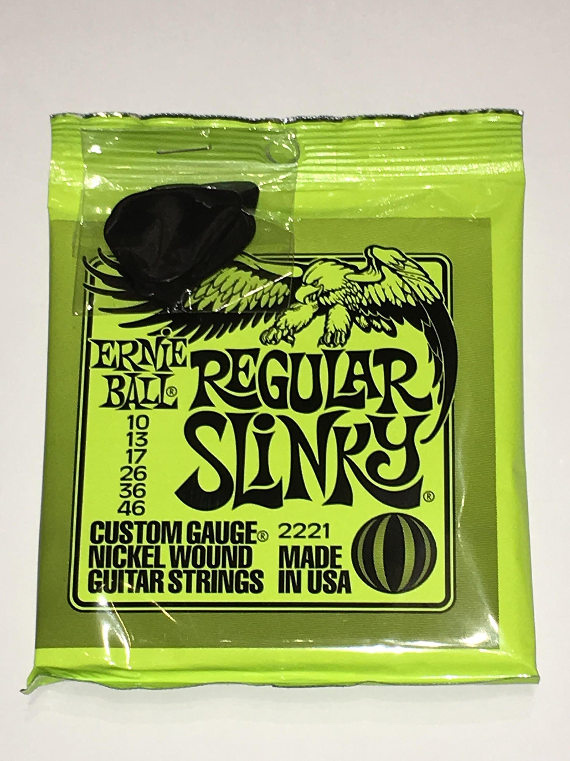 Regular Slinky Electric Guitar Strings - includes 6 free plectrums