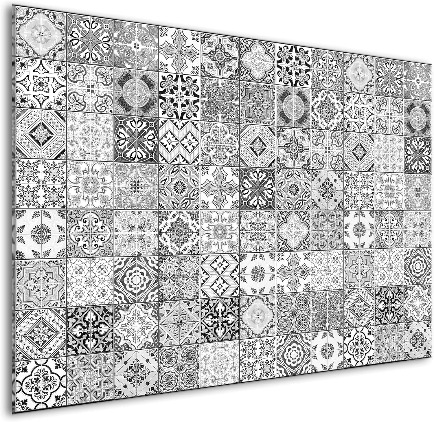 murando Glass Splashback for Kitchen Backsplash Cooker Protector Tempered Glass Decorative Wall Art Panel Heat Resistant Graphic 80x60 cm / 32"x24" Tlies Mosaic f-B-0288-aq-e