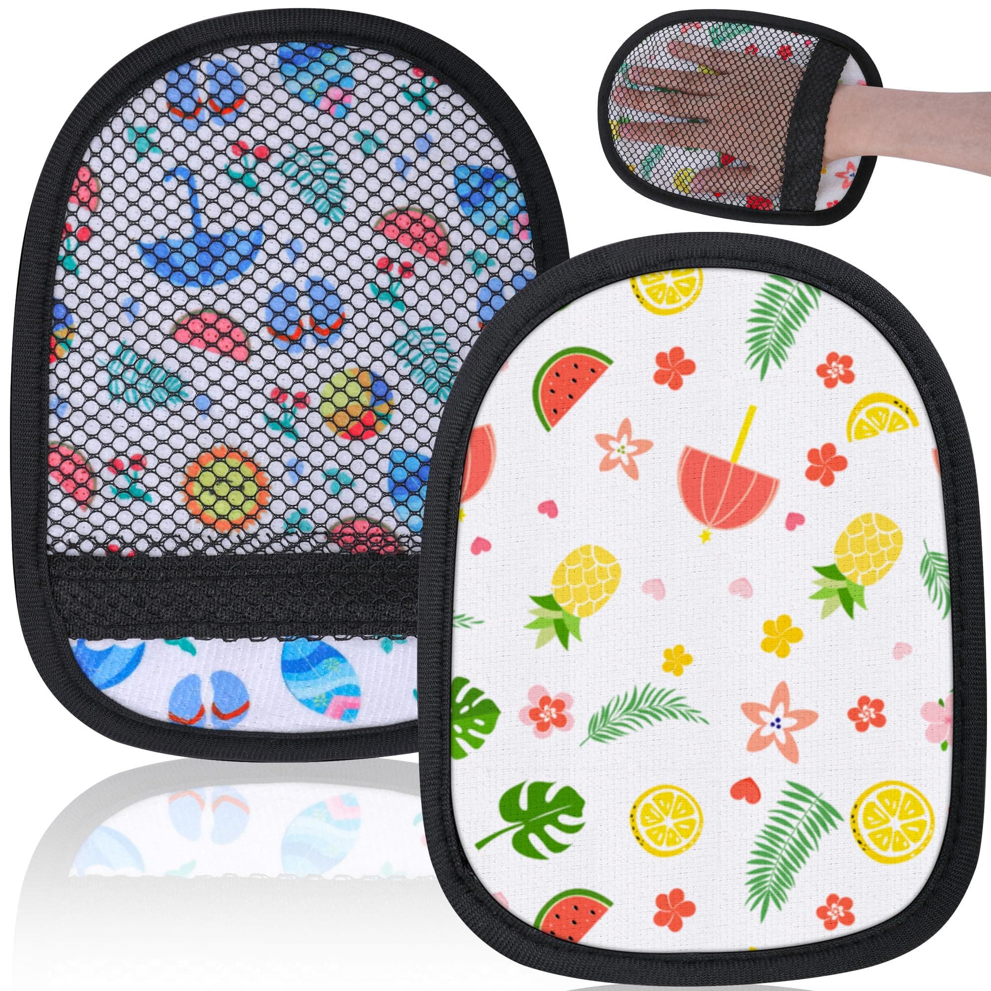 codree 2 Pcs Sand Wipe Off Mitts, Beach Theme Sand Remover for Beach, Beach Sand Remover Cleaner Mitts Bag, Beaches Travel Mitt for Outdoor Activities Volleyball Sandboxes