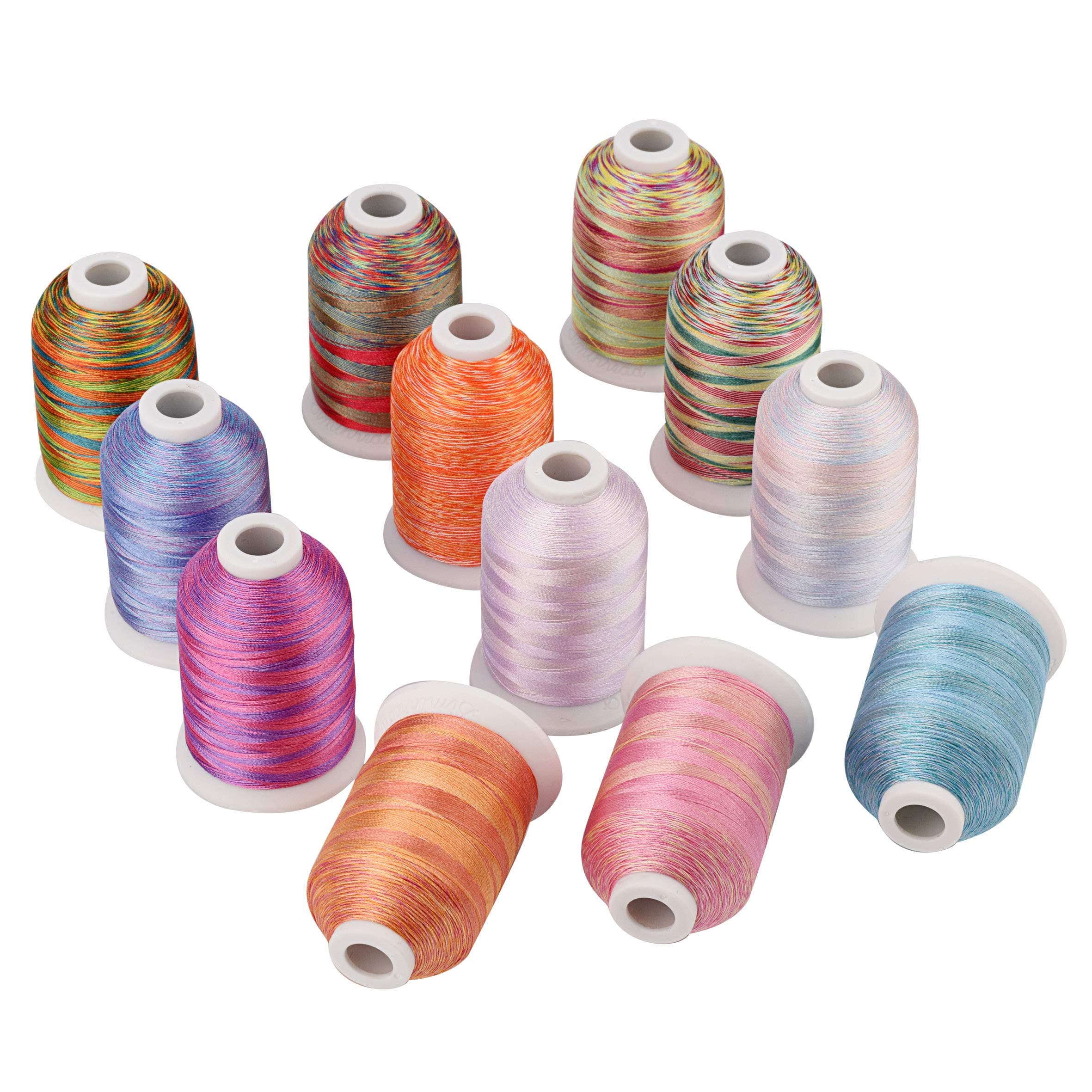 Simthread Polyester Embroidery Machine Thread - 1000M/spool, 12 Multicolors Each Kit - for Brother, Babylock, Bernette, Janome, Kenmore, Singer Embroidery and Sewing Machines