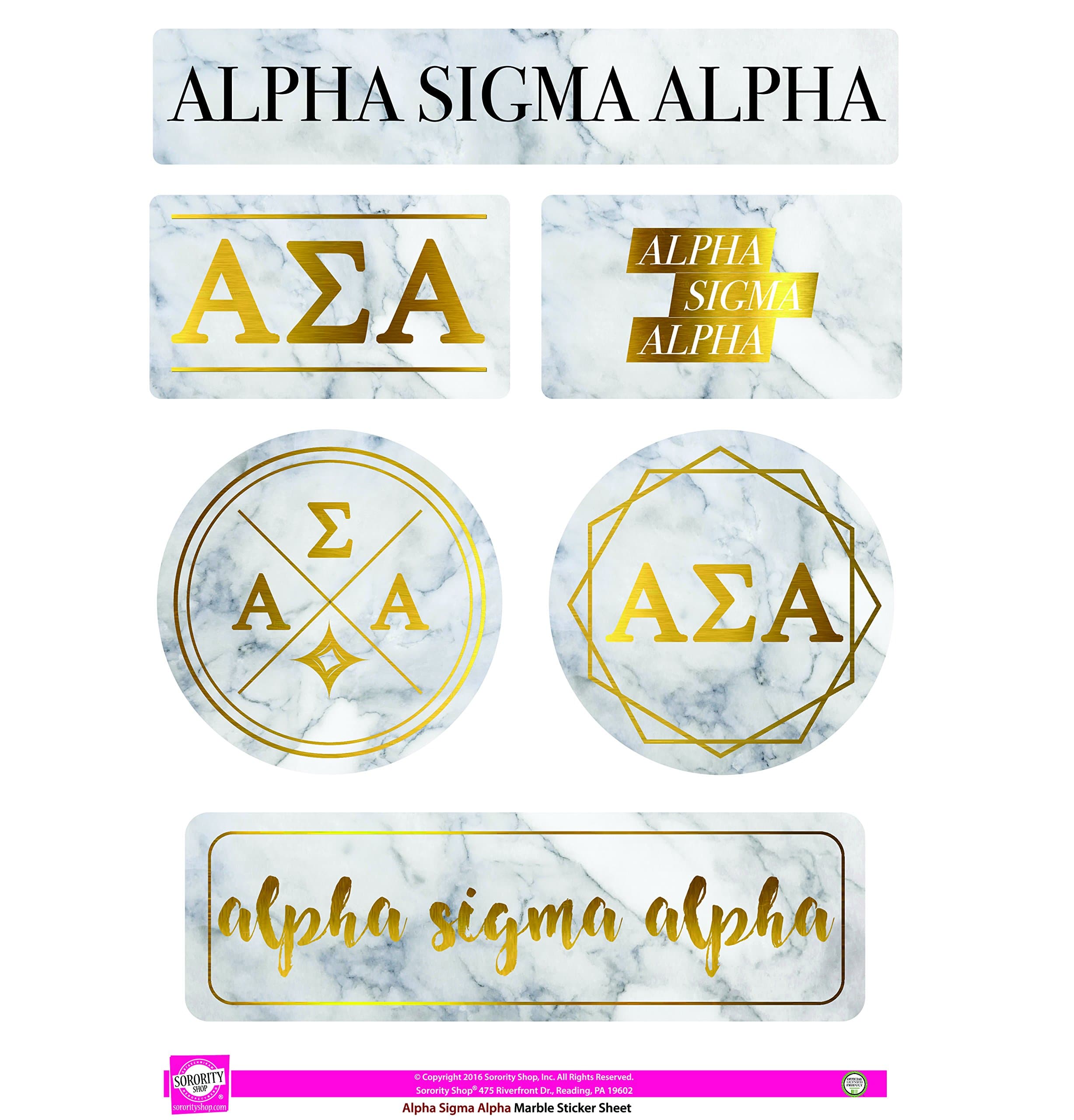 Alpha Sigma Alpha - Sticker Sheet - Marble Theme