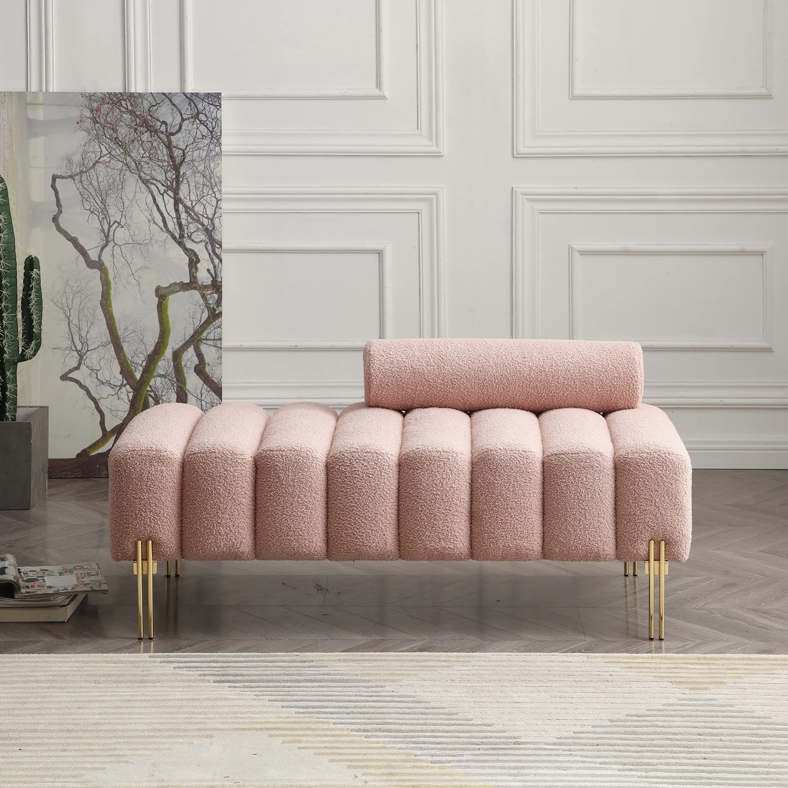 Pink Wood Metal Mini Sleeper Sofa