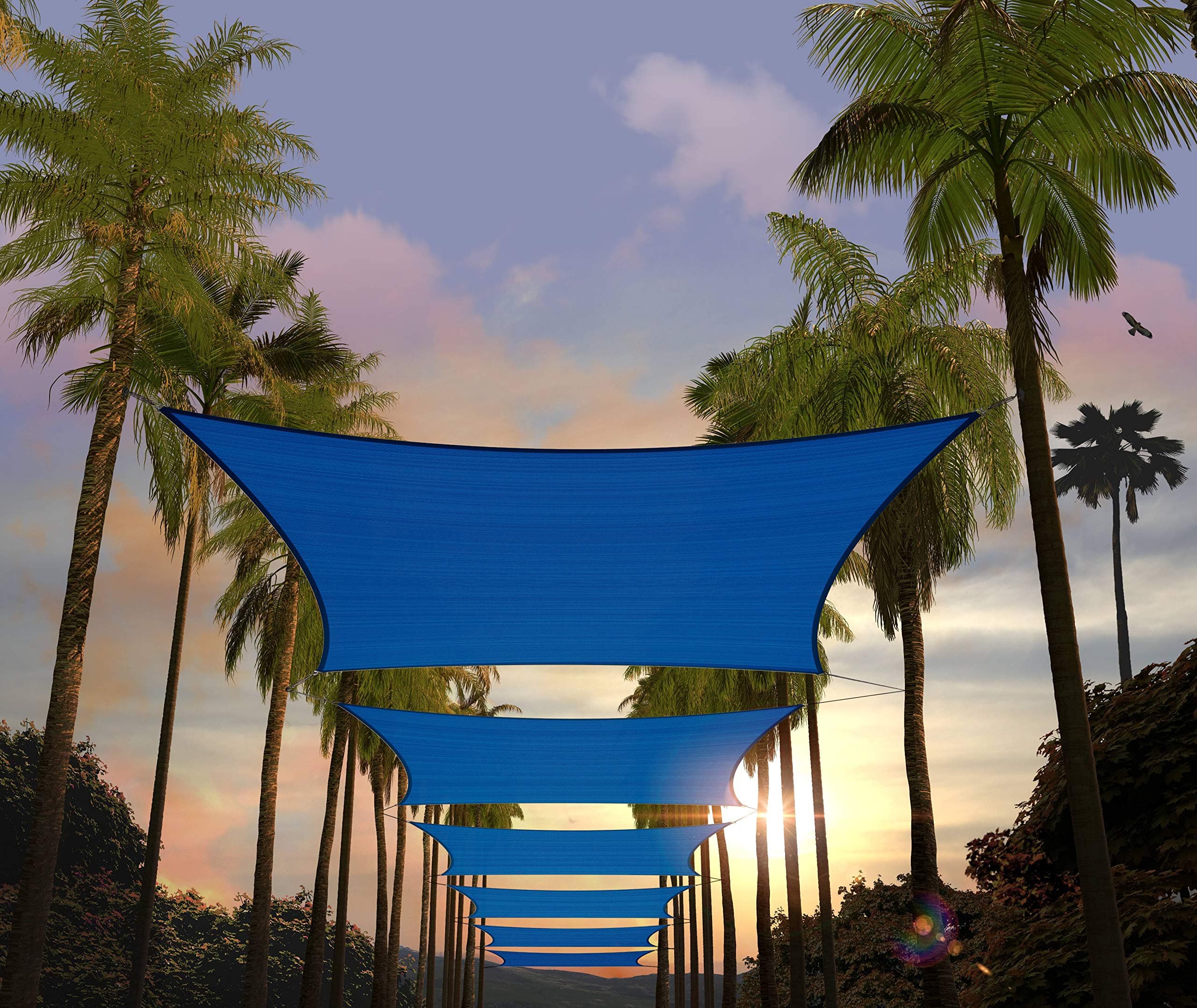 Amgo Custom Size 6' x 17' Blue Rectangle Square Sun Shade Sail UPF50+ AGTAPR1620, Order to Make Canopy Awning, 95% UV Blockage, Water & Air Permeable, Commercial and Residential (We Customize)