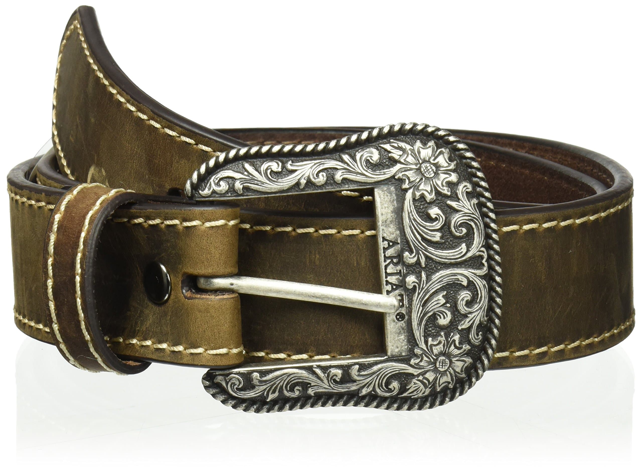 ARIATWomen's Brown Basic Stitch Edged Belt