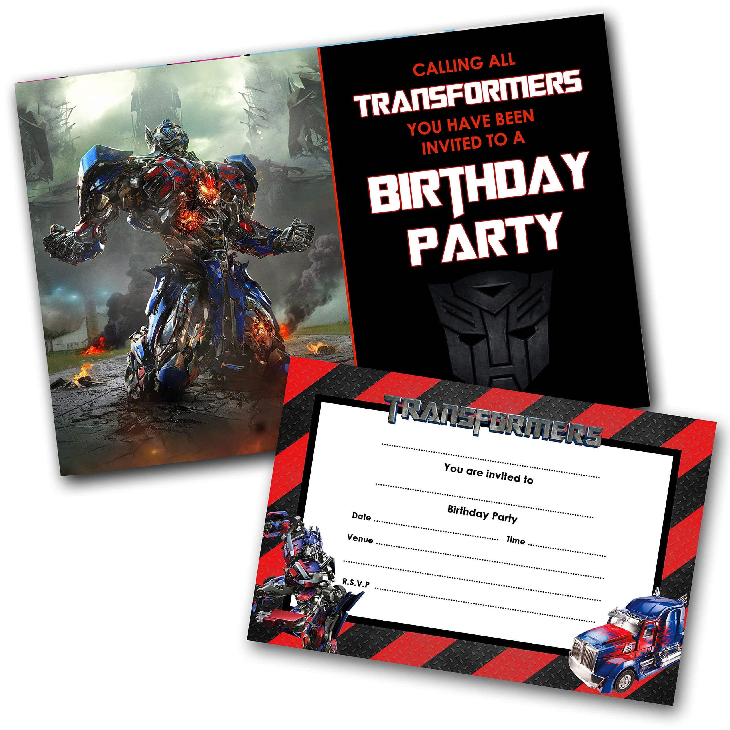 Transformer Party Invitations Pack & Envelopes (WRITE ON) Click customize for prices
