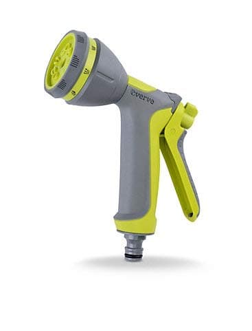 Verve Green & Grey 8 Function Spray Gun, Handle Type: Soft Grip, Easy Push Trigger Handle, Material: Plastic, Colour Description: Green & Grey, Height 55mm, Length 185mm