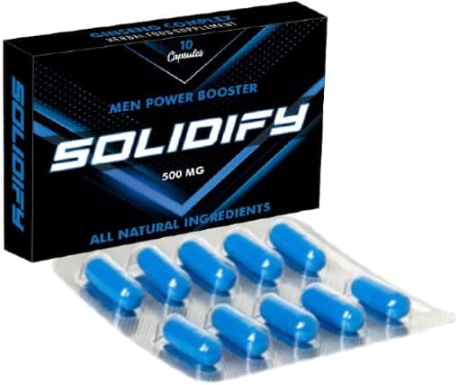 500mg | Unlock Your Potentials with SOLIDIFY | Extra Strength Performance Enhancing Pills for Men | Stamina and Endurance Booster Ginseng Capsules | 10 Capsules