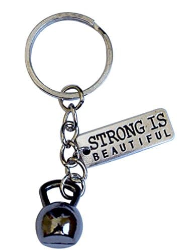 Kettlebell + Strong is Beautiful Keychain