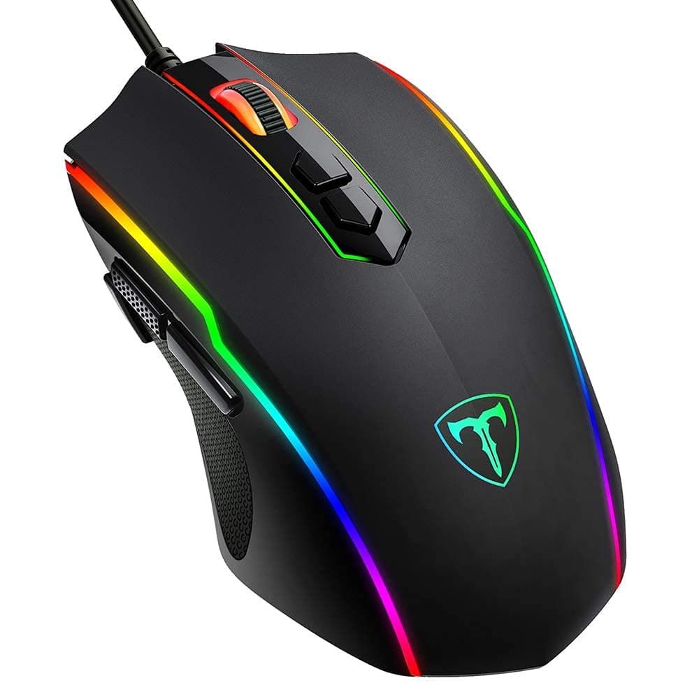 SKY-TOUCH T16 Wired Gaming Mouse, 8 Programmable Buttons, Chroma RGB Backlit, 7200 DPI Adjustable, Comfortable Optical Ergonomic Grip PC Fire Button Mice, Black (Updated Version)