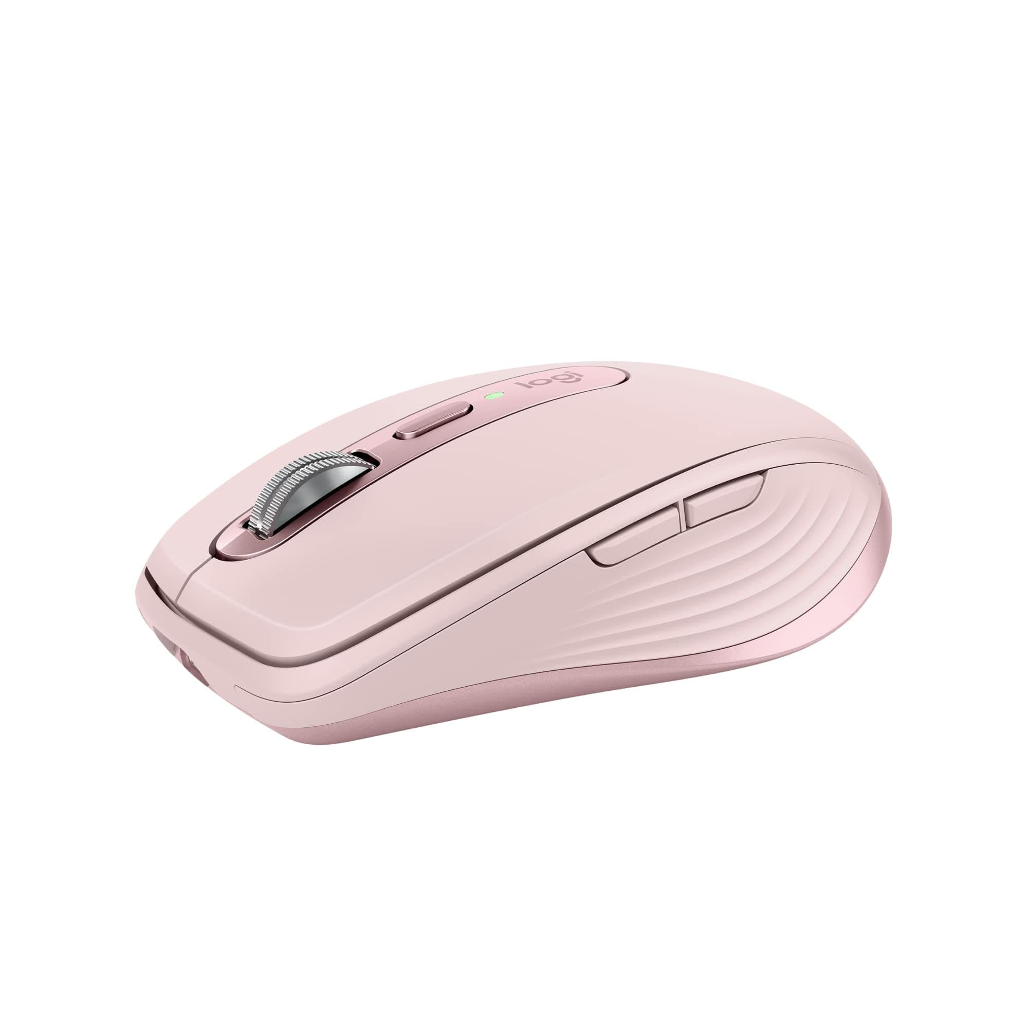 MX Anywhere 3S Compact Wireless Mouse, Fast Scrolling, 8K DPI Any-Surface Tracking, Quiet Clicks, Programmable Buttons, USB C, Bluetooth, Windows PC, Linux, Chrome, Mac - Rose