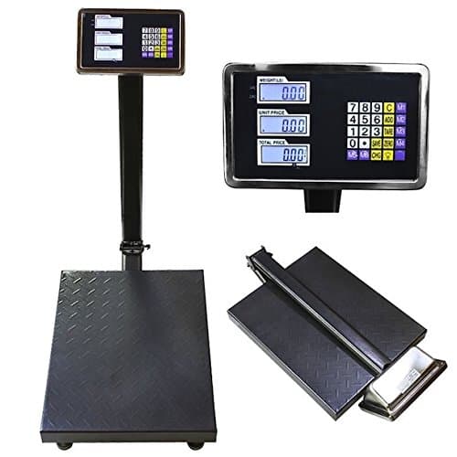 600LBS Digital Floor Platform Scale Indoor Outdoor Use Weight Computing Postal Office Food Industry Shipping Warehouse Mailing Pet Weighing LCD Display High Accuracy Easy to Use