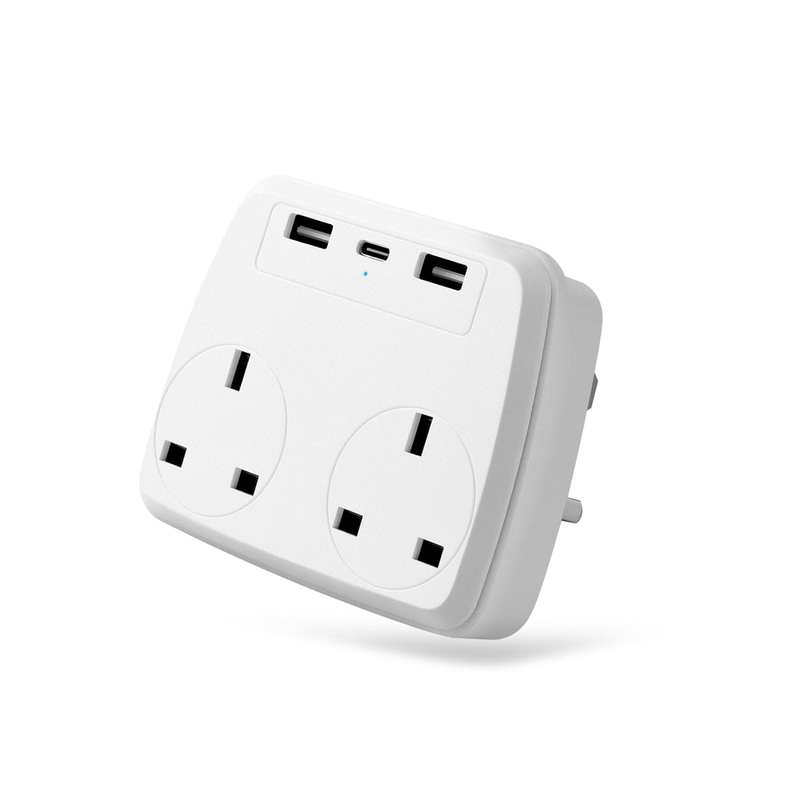 Eli-time Multi Plug Extension Power Adapter with 2 USB,Double Extender Wall Charger Socket 2 Way Dual Multiple Electrical Outlet Adaptor, Charging Station for Home, Office(White)