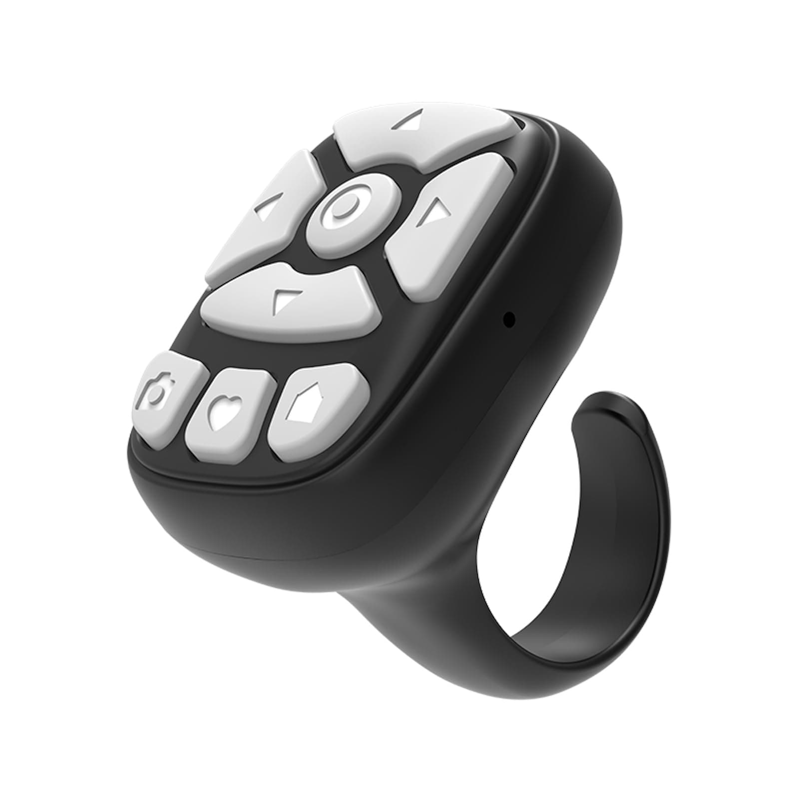 TikTok Scrolling Ring – 8-Button Finger Tip Wireless Remote, with Camera Remote Shutter for iPhone & Android (Black)