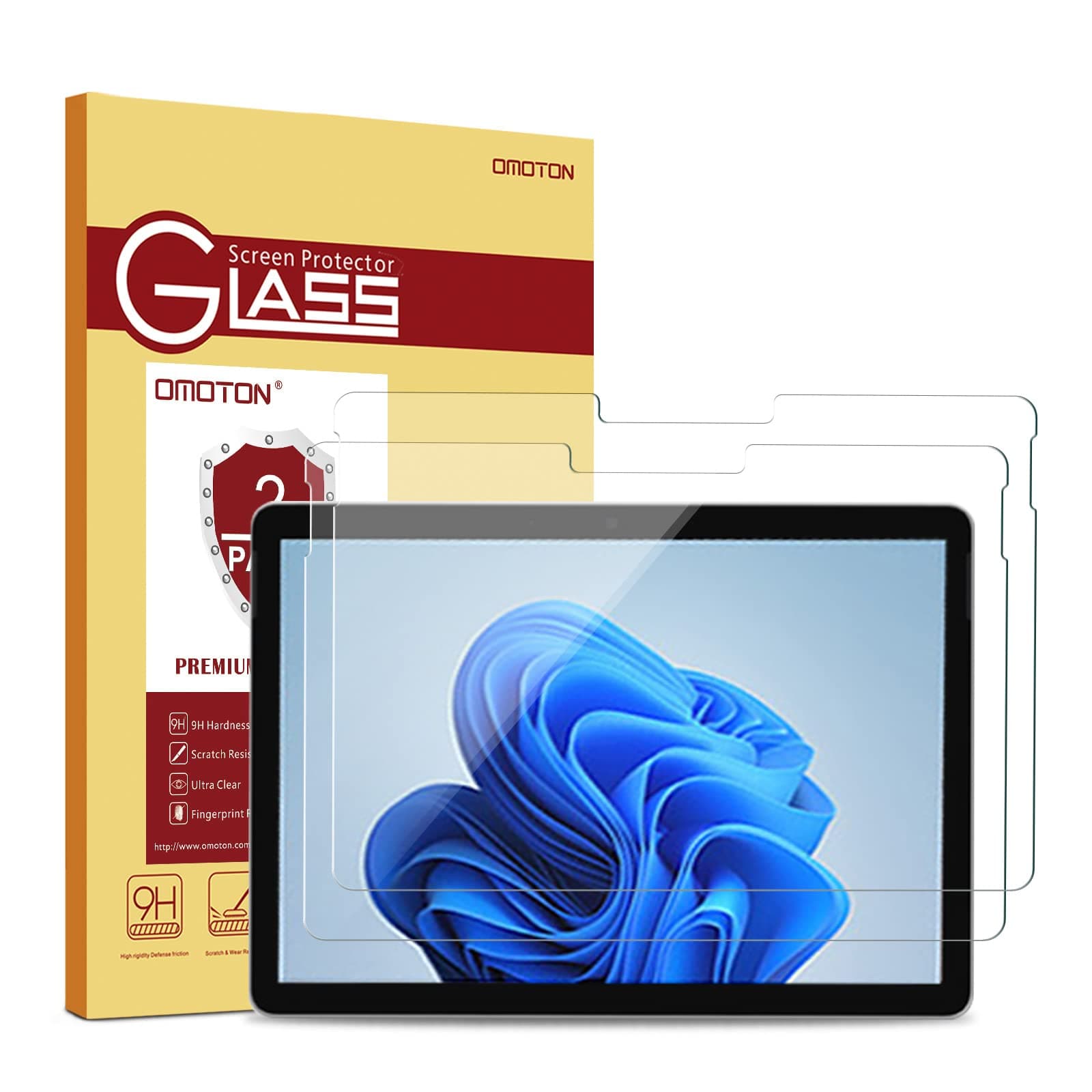 OMOTON [2 Pack Screen Protector Compatible for Microsoft Surface Go 3 / Surface Go 2 / Surface Go (2021/2020/2018 Released), Tempered Glass High Definition
