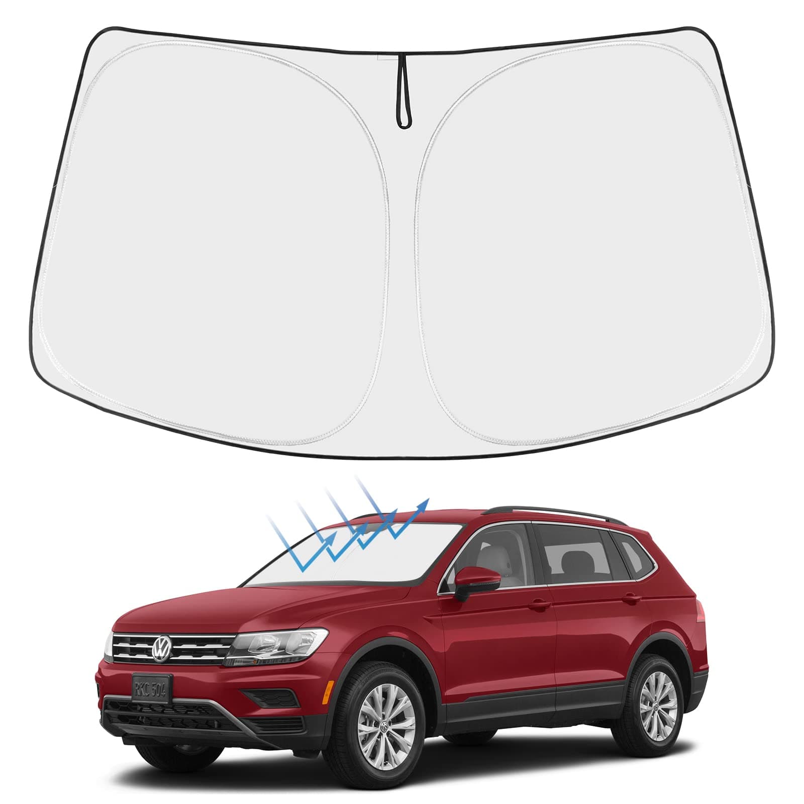 Proadsy 2024 Upgrade Front Windshield Sun Shade Foldable Sunshade Protector Custom Sun Visor Fit 2009-2017 Volkswagen VW Tiguan Accessories