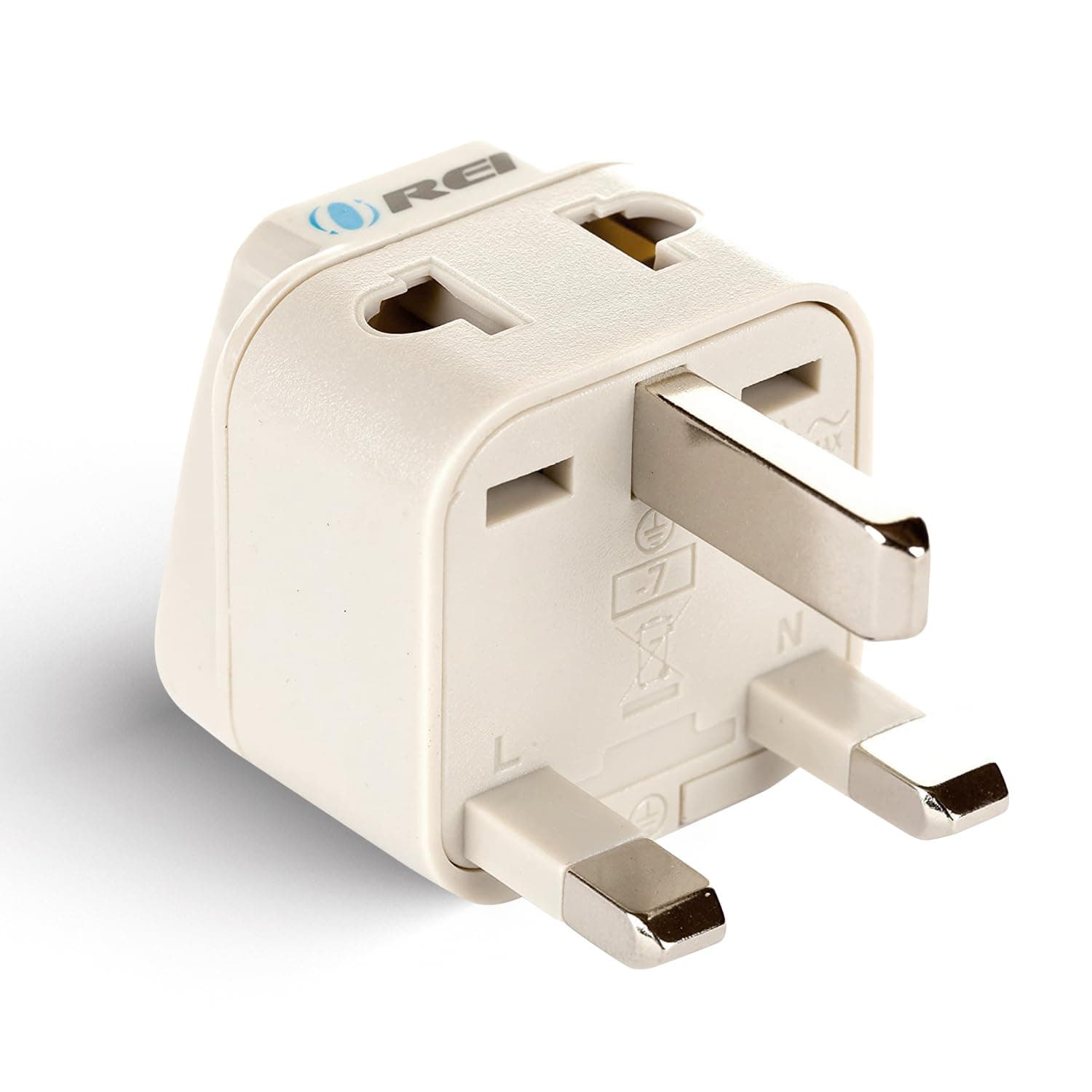 OREI UK Adapter for Indian Pins, India to UAE, Hong Kong, Dubai Adapter - Type G Plug - 2 in 1 - Perfect for Laptop, Camera Charger and More, UK Travel Adapter - CE - RoHS - Beige - 5 Years Warranty