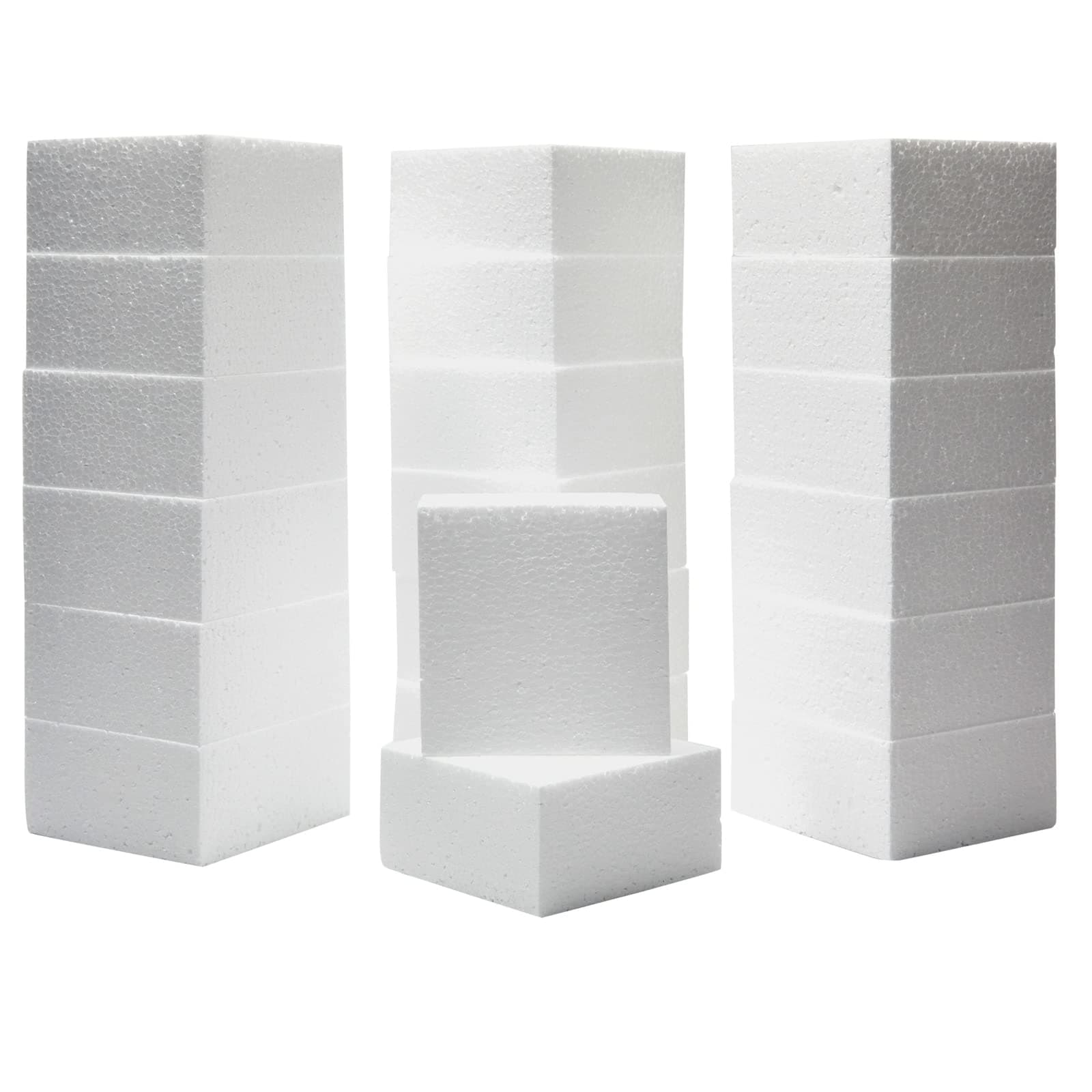 20 Pack Foam Blocks for Crafts, Polystyrene Brick Rectangles for Floral Arrangements, Art Supplies (White, 4 x 4 x 2 in)