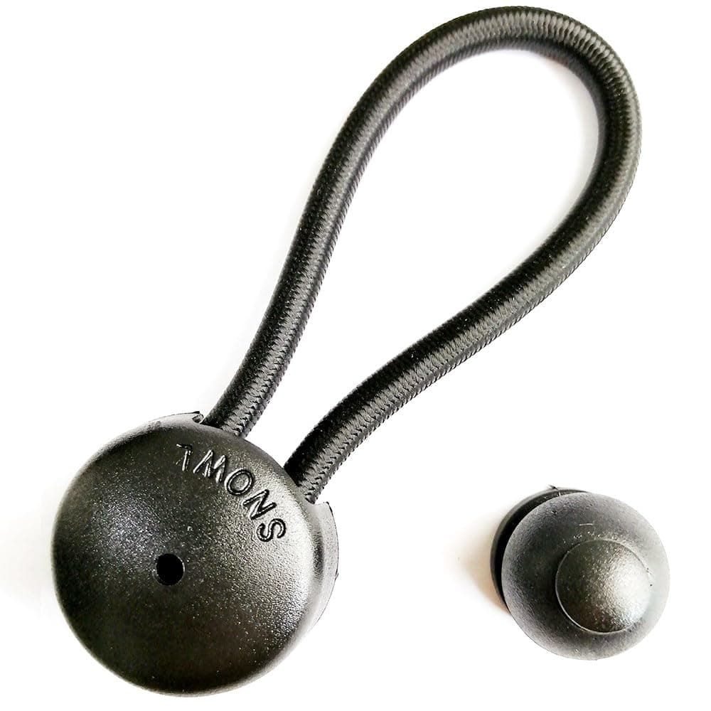 10 Sets Bungee Shock Cord Clip with Knobs Pull Tie Down Tarp Canvas Knobs for Marine Boat Truck Car RV Covers (Black)