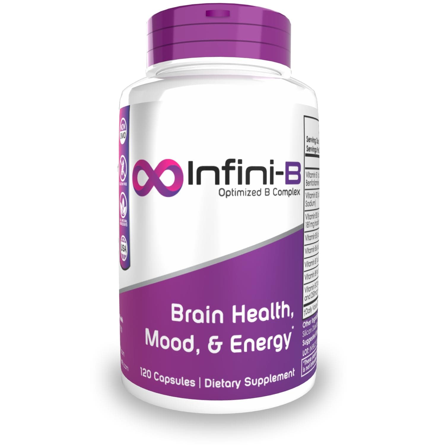 Infini-B Advanced B-Complex | Optimal Absorption & Bio-Availability | Enhanced Cognitive & Metabolic Support | 120 Capsules