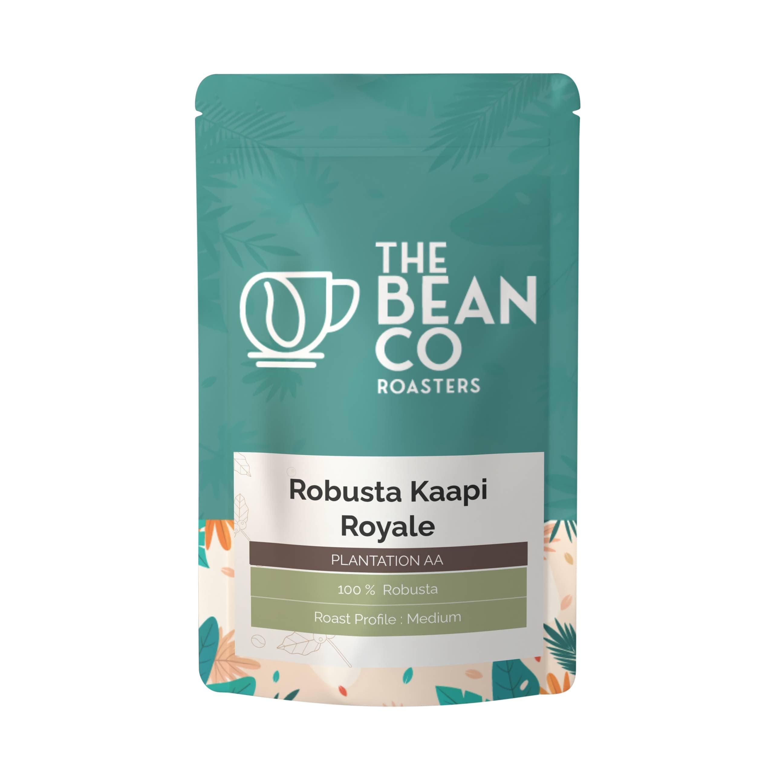 THE BEAN CO Robusta Kaapi Royale | Medium Roast | 100% Robusta | Roasted Coffee Ground (Pour Over/Drip, 250 g) | Plantation AA | Premium Indian Coffee | Bold & Strong Flavor | Fresh Pack for Coffee