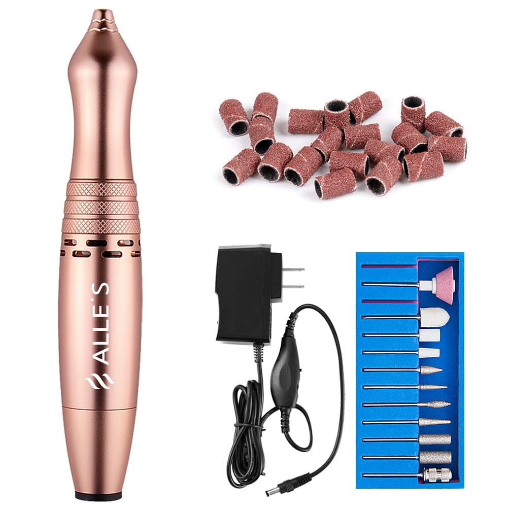 Portable Eletric Nail Drill Machine Professional Nail E File and Buffer Kit Toe Nail Sander Grinder Manicure Pedicure Tools Set for Acrylic Gel Nails | Rose Gold