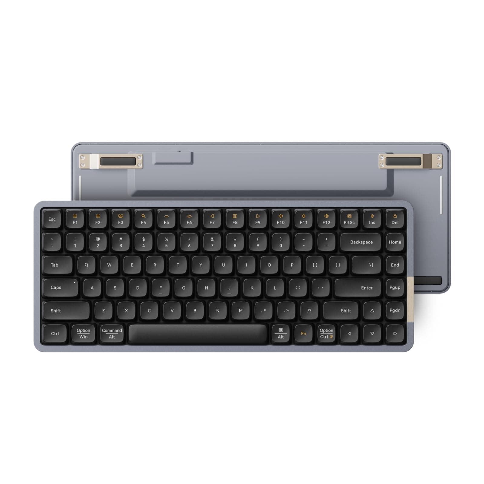 Flow84 Low Profile Mechanical Keyboard, 75 Percent Rechargeable Wireless Keyboards with Bluetooth and Wired Connection for Windows, Mac OS/Black Phantom Tactile Switches