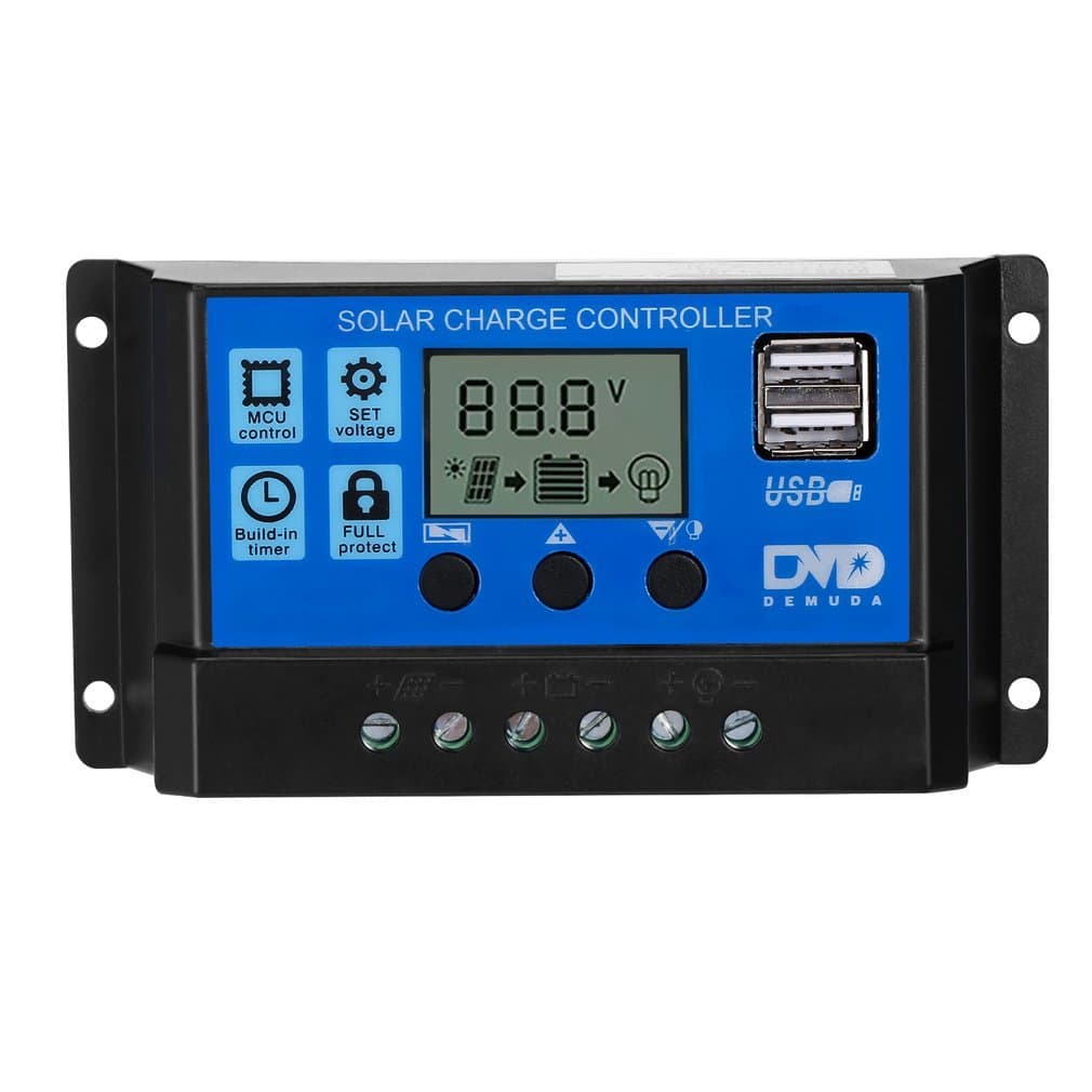 Solar Panel Controller, Solar Charge Controller, 20A/30A Solar Panel Battery Intelligent Regulator with USB Port LCD Display 12V/24V Mutiple Protection (20A)