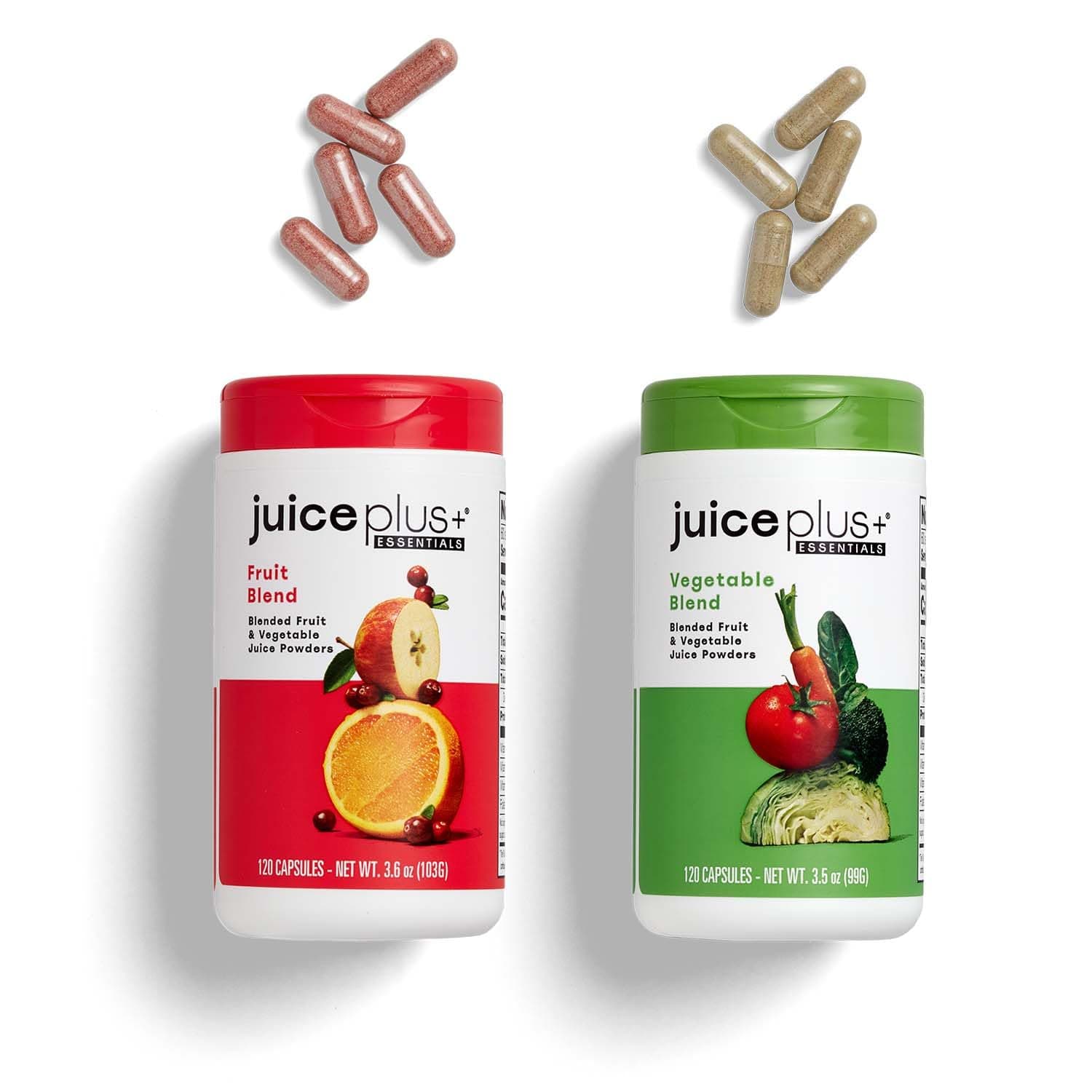JuicePlus+ Fruit and Vegetable Blend: for Solid Nutritional Foundation - Boost Family's Health with 20 Fruits & Veggies Plus Plant Nutrients - Prepacked 2 Bottles (60 Servings of Fruit, 60 of Veg)