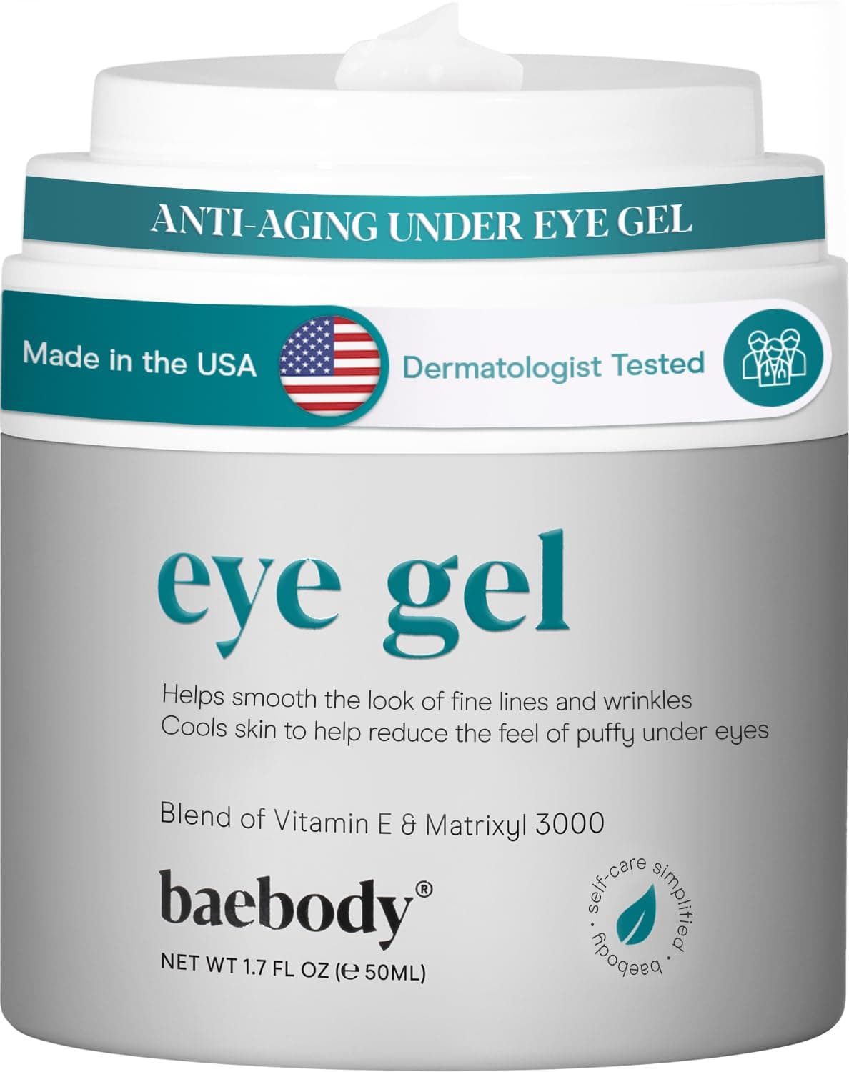 Baebody Eye Gel for Appearance of Dark Circles, Puffiness, Wrinkles and Bags. - for Under and Around Eyes - 1.7 fl oz.