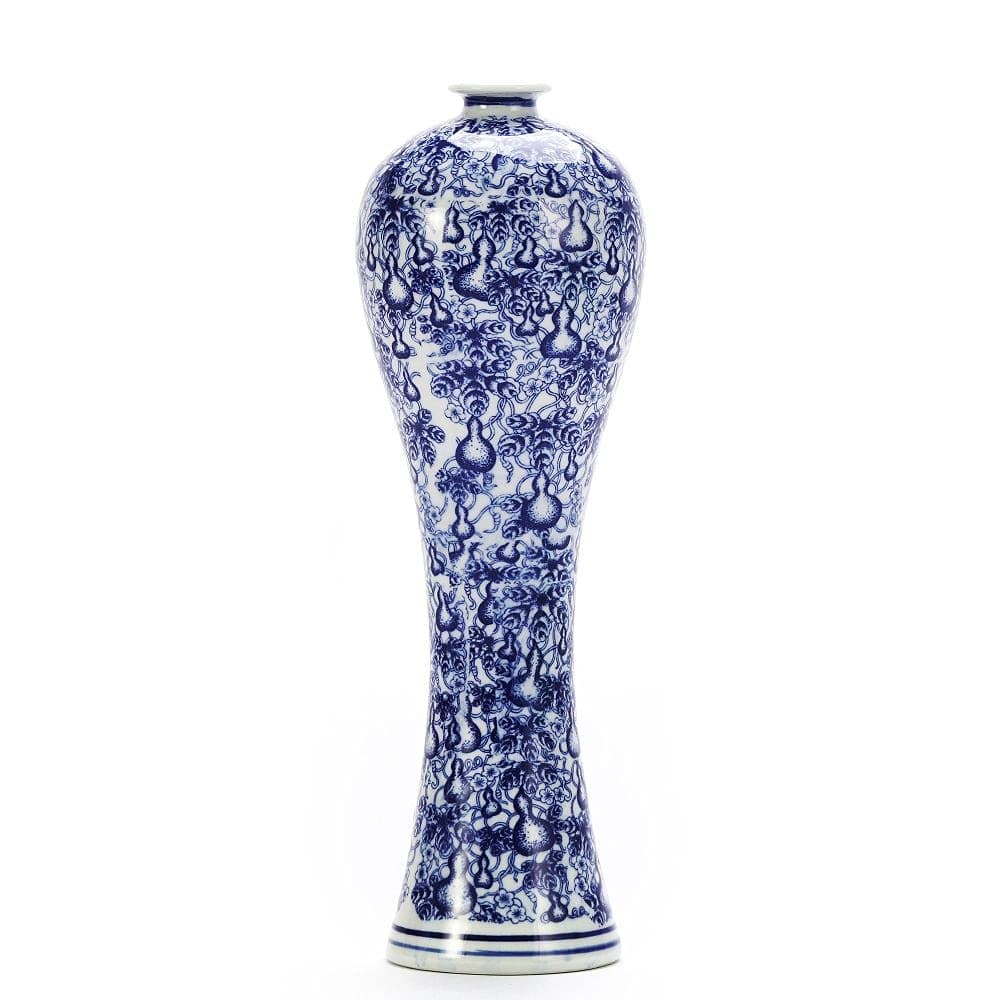 13" China Ceramic Vase Blue and White Porcelain Chinese Handmade Decorative Flower Vase for Living Room, Home Decor, Office, Table Centerpiece