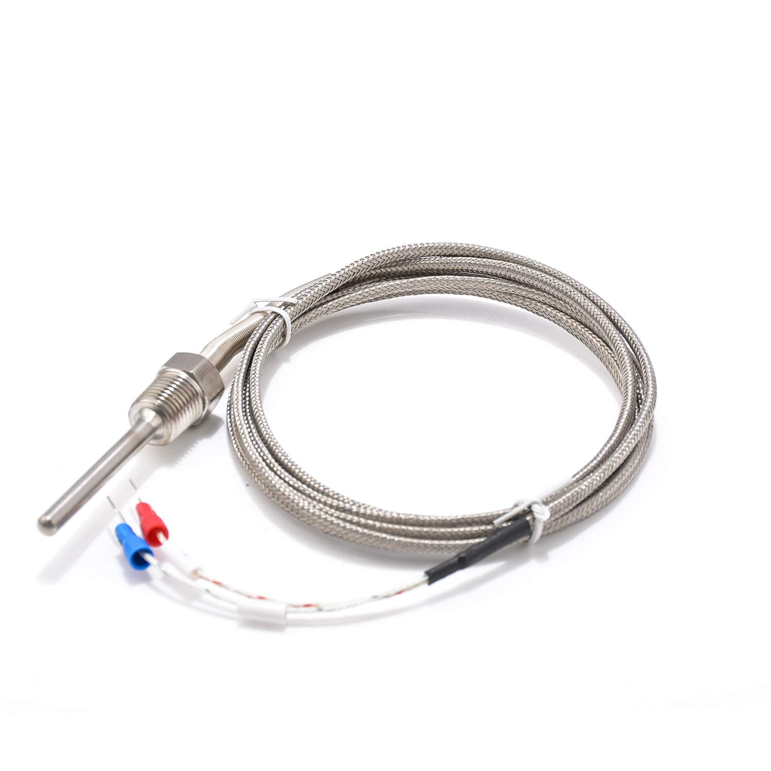 Waterproof K Type Grounded Thermocouple - Jaybva Temperature Sensor Probe for PID Temperature Controller Two Wire Stainless Steel NPT 1/4 inch Pipe Thread 0~500? with 2m Insulation Lead Shield Wire
