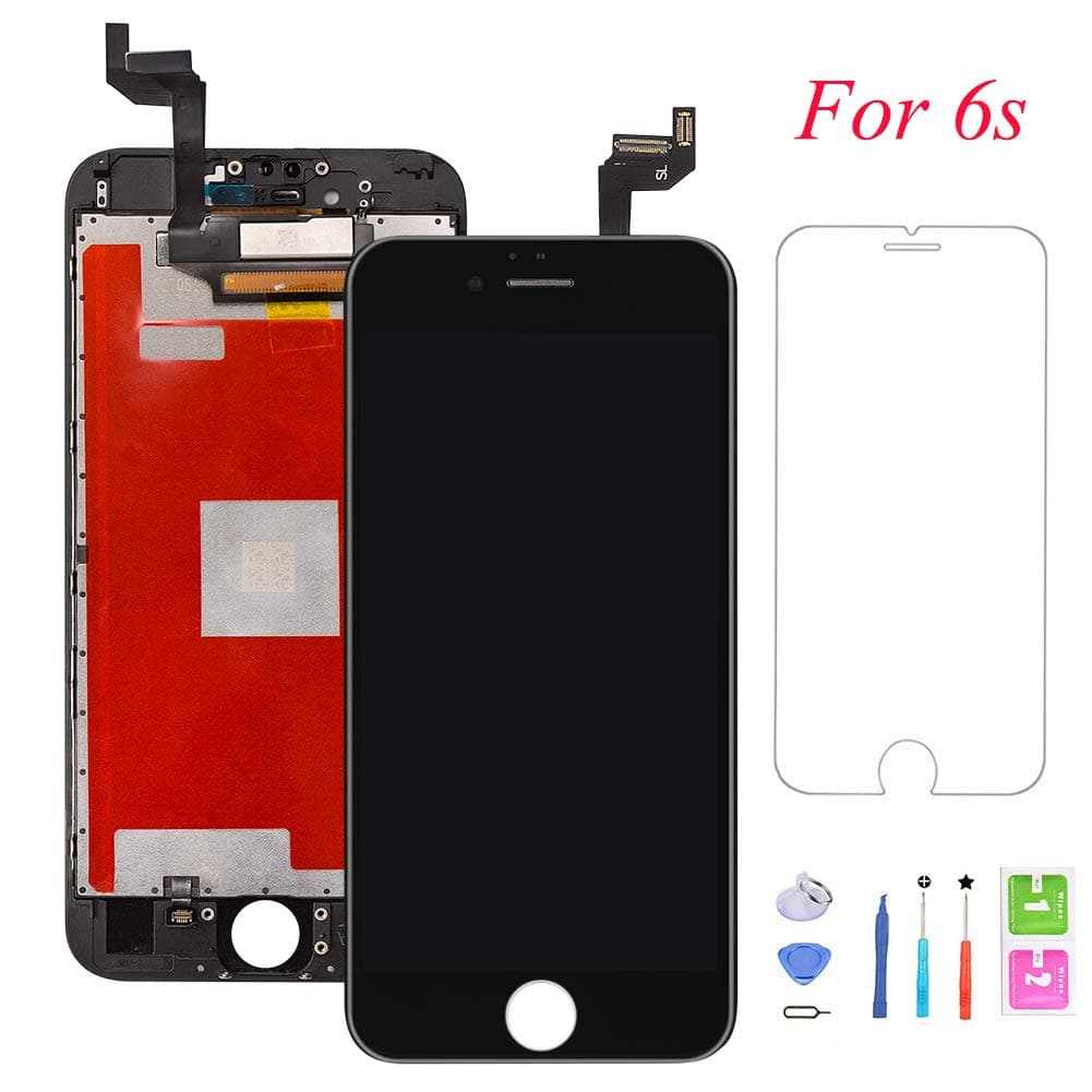 QTlier Screen Replacement for iPhone 6s, Digitizer Display with LCD Touch Screen Glass Frame Assembly with Repair Tools for A1633,A1688,A1700 Model - Black