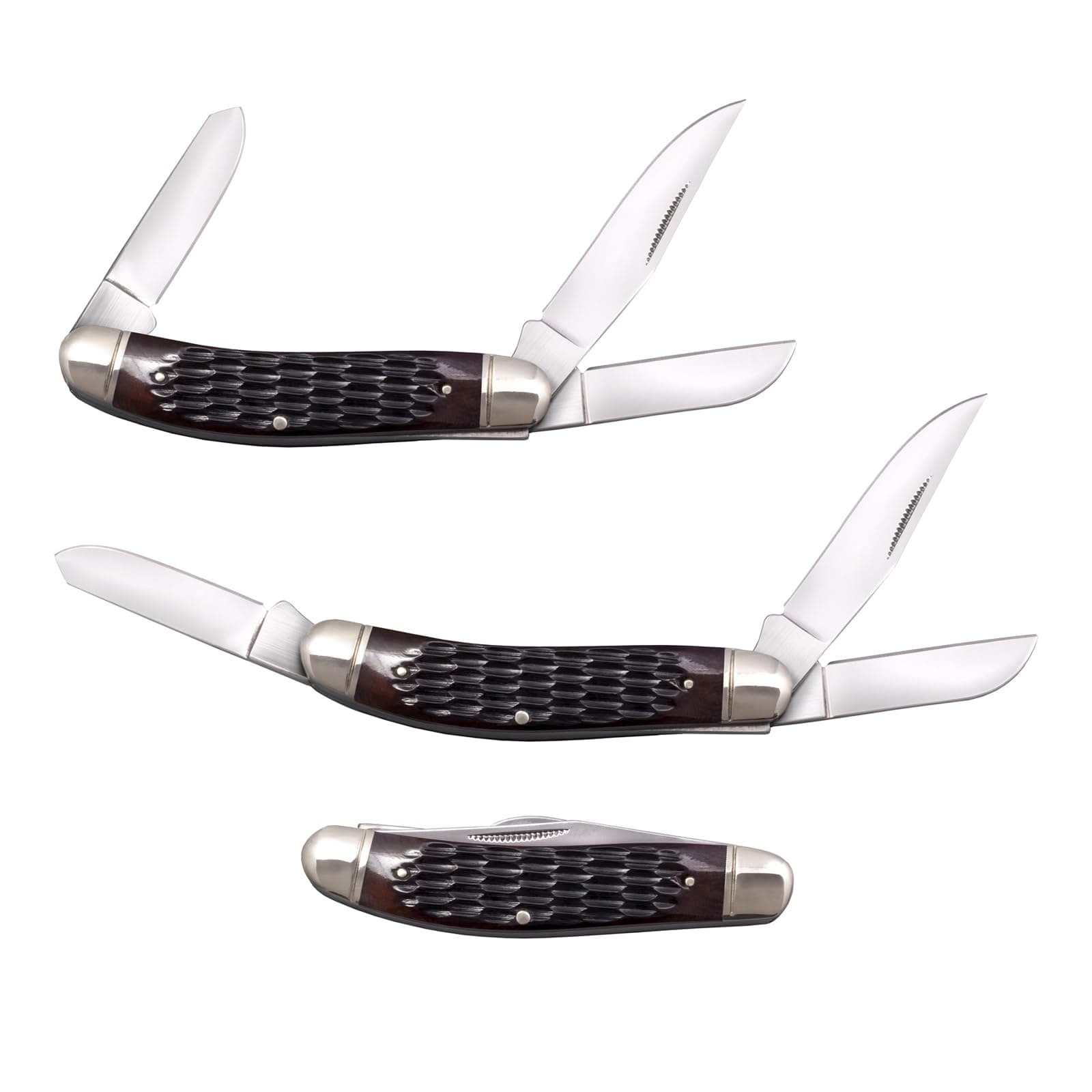 COLD STEEL Gentlemen's Stockman Versatile Practical Durable Compact Pocket Folding Knife - 3 Blades; Bone Handle; Slip Joint Lock