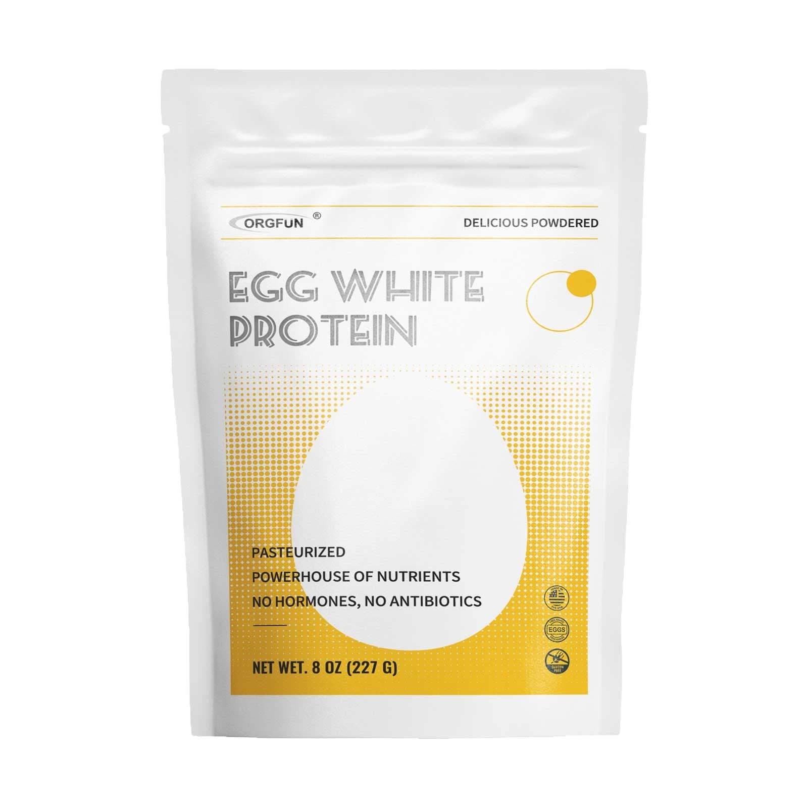 ORGFUN Egg White Powder 8 Oz, Pasteurized Egg White Powder, Gluten-Free, Non-GMO, Ideal for Baking