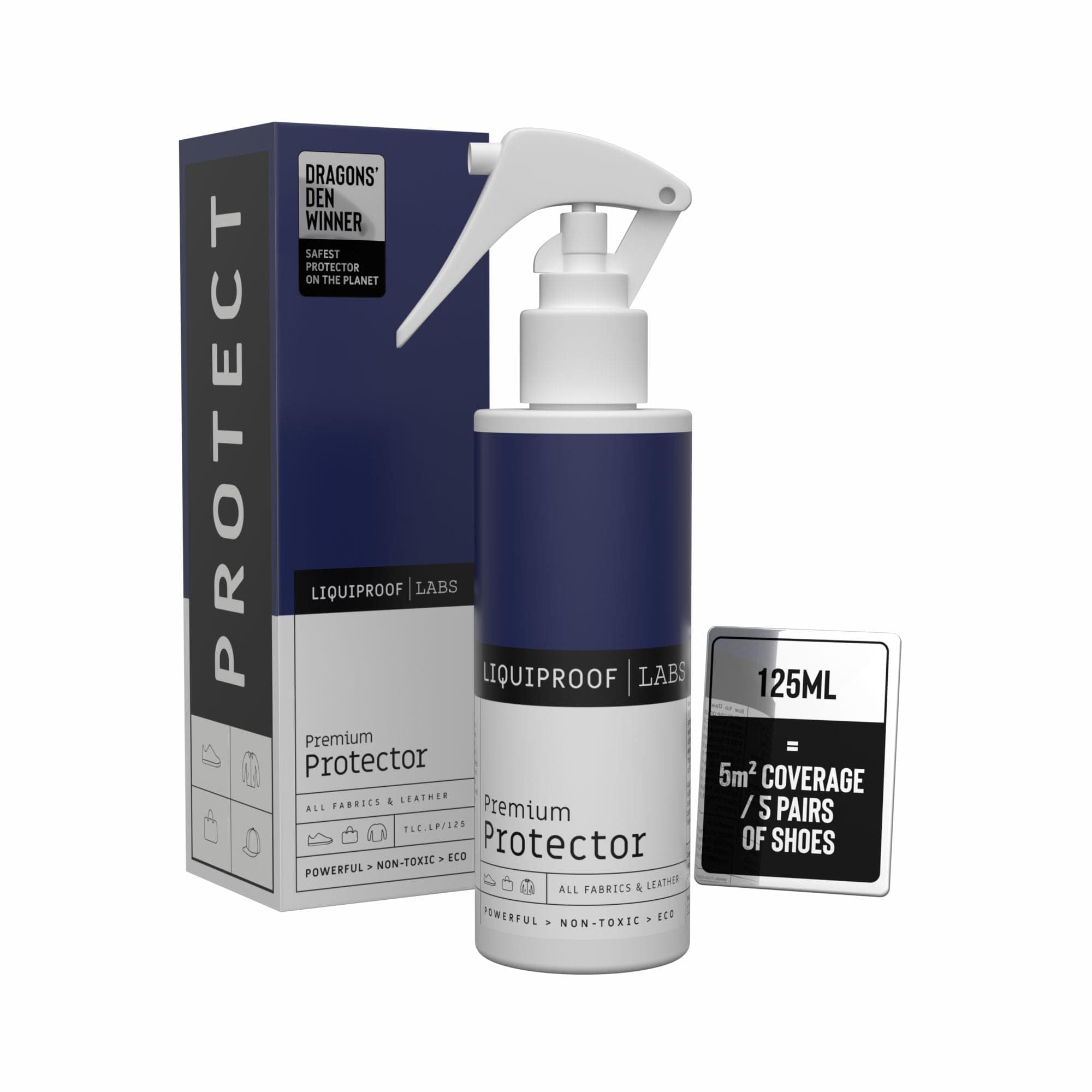 LABS Premium Protector Spray 125ml - long lasting waterproof and stain protection for leather, suede, nubuck, sheepskin and fabrics. For use on shoes, handbags, trainers, boots, clothes etc