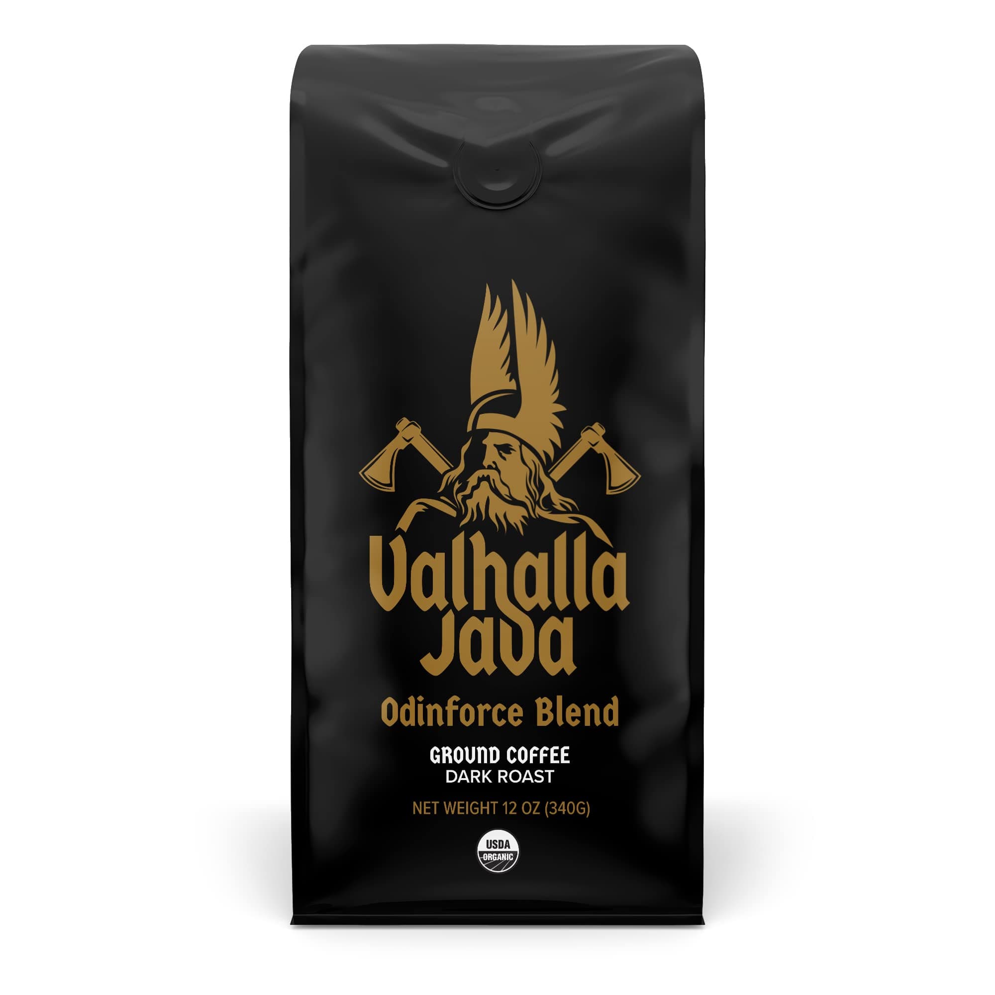 Valhalla Java Ground Coffee by Death Wish Coffee, Fair Trade and USDA Certified Organic - 12 Ounce Bag