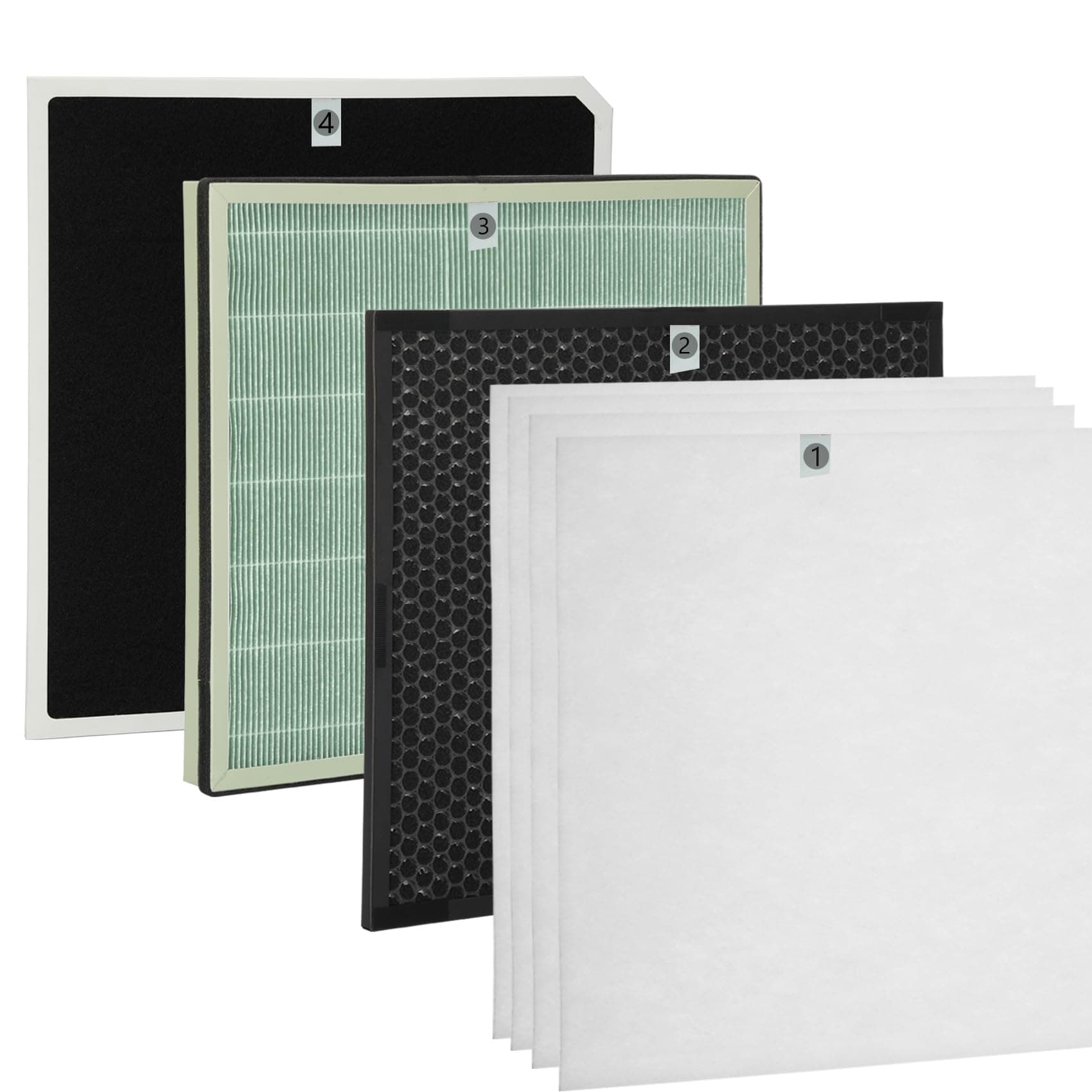 Air Purifier Filter Replacement Kit Compatible with Rabbit Air A3 SPA-1000N Purifier, 4-Stage H13 Filtration Replacement Filter Set, for Rabbit Airl MinusA3 SPA-1000N (Odor Cleaning Customized)