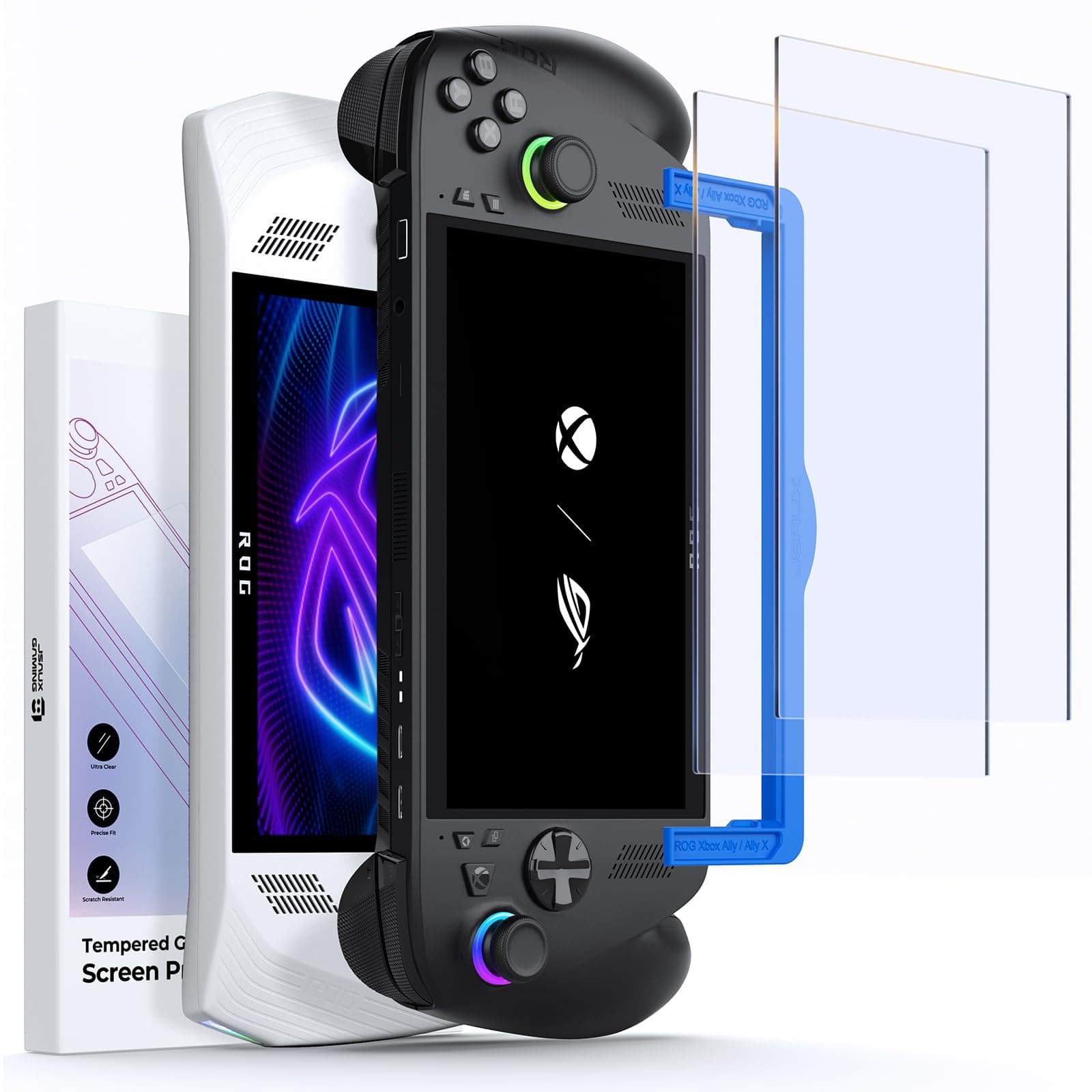 Screen Protector for ROG Xbox Ally X/ROG Xbox Ally (2025) / ROG Ally 2-Pack, Anti Glare 9H Hardness Tempered Glass with Guiding Frame, 7 inch Anti-Scratch Screen Protector for ASUS ROG Ally X