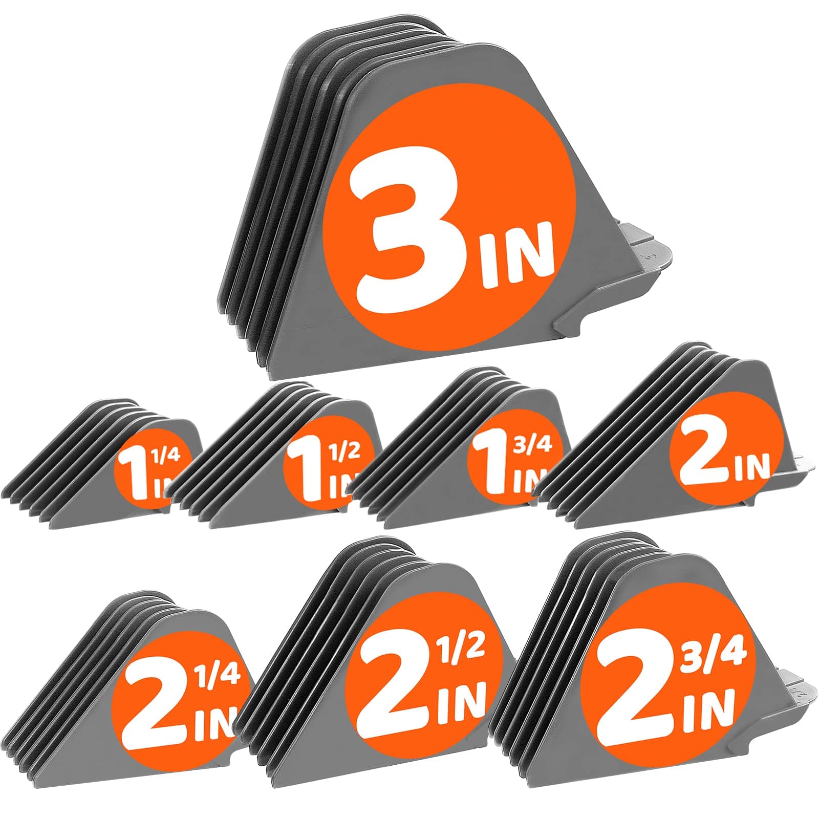 Mega Hair Clipper Guards - Extra Long 3 Inch Guide Combs Set (3", 2.75", 2.5", 2.25", 2", 1.75", 1.5", 1.25") - Fits Most Wahl Full Size Clippers