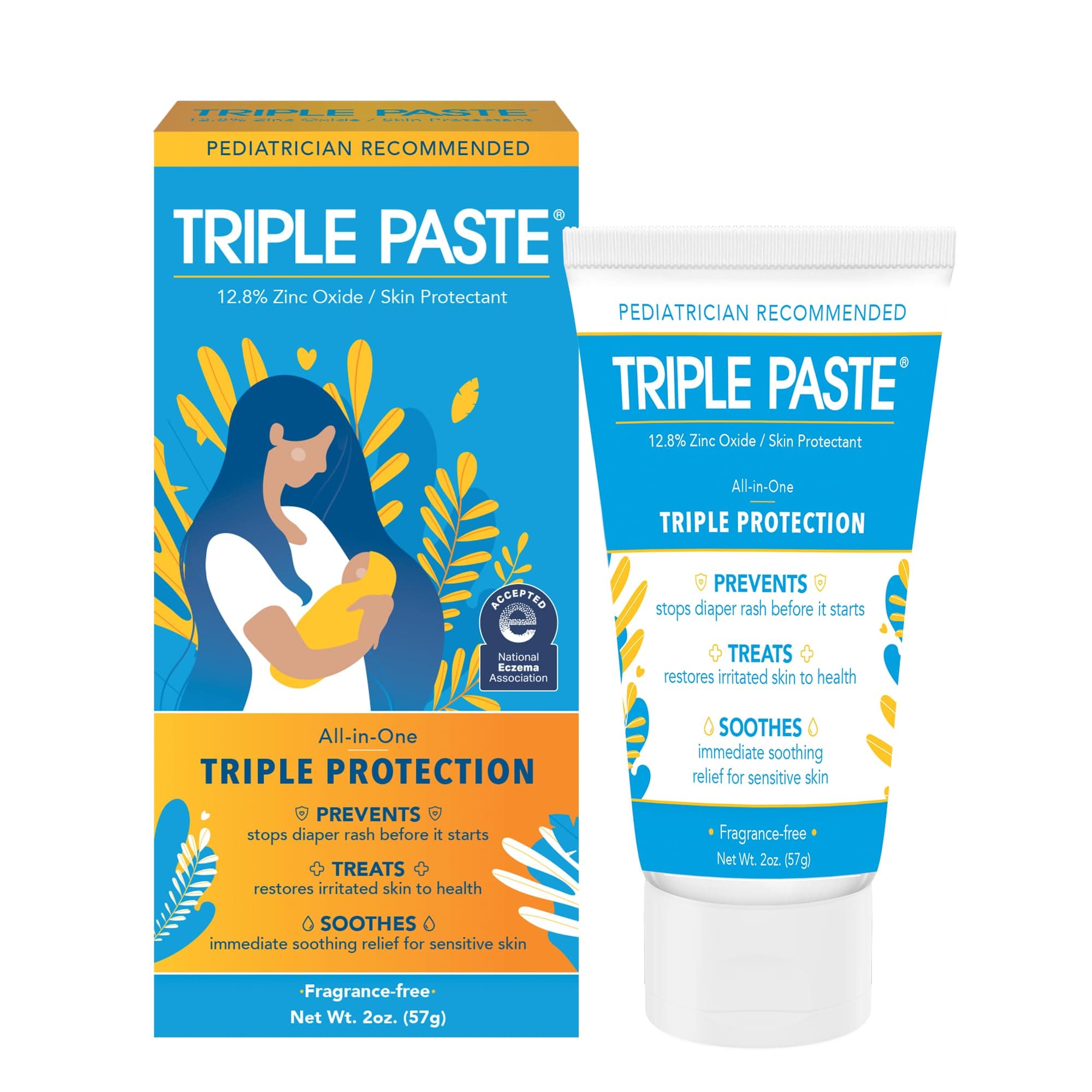 Triple Paste Diaper Rash Cream, Hypoallergenic Medicated Ointment for Babies, 2 oz, Multi, (SU-001) (Packaging May Vary)