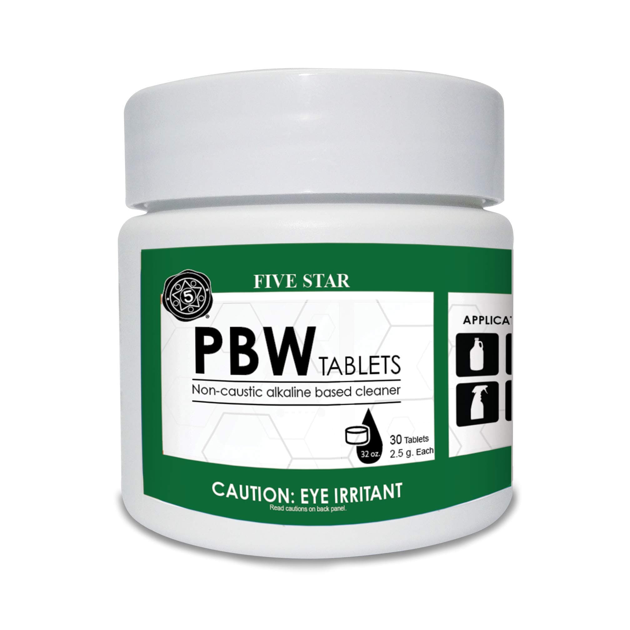 PBW Tablets - 2.5 g(1 Tablet per 32 oz. of Water) 30 ct - Bottle, Growler, Keg Cleaner