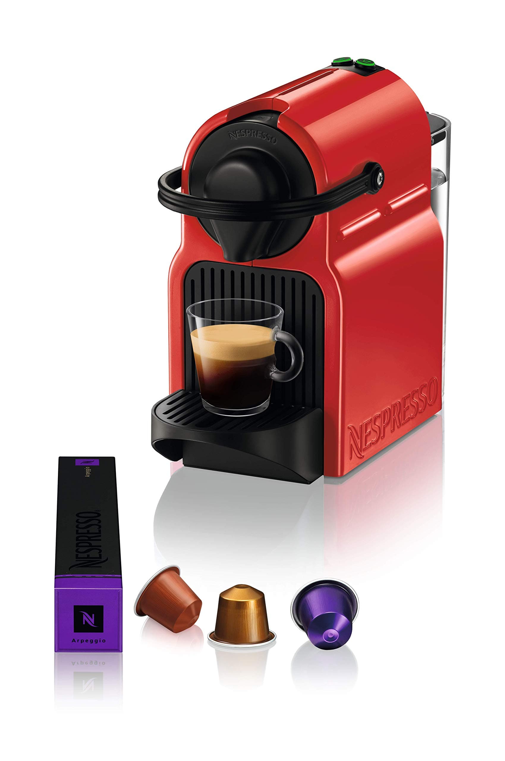Nespresso Inissia C40 Red Coffee Machine - Automatic Capsule Brewing, Compact Design, UAE Version
