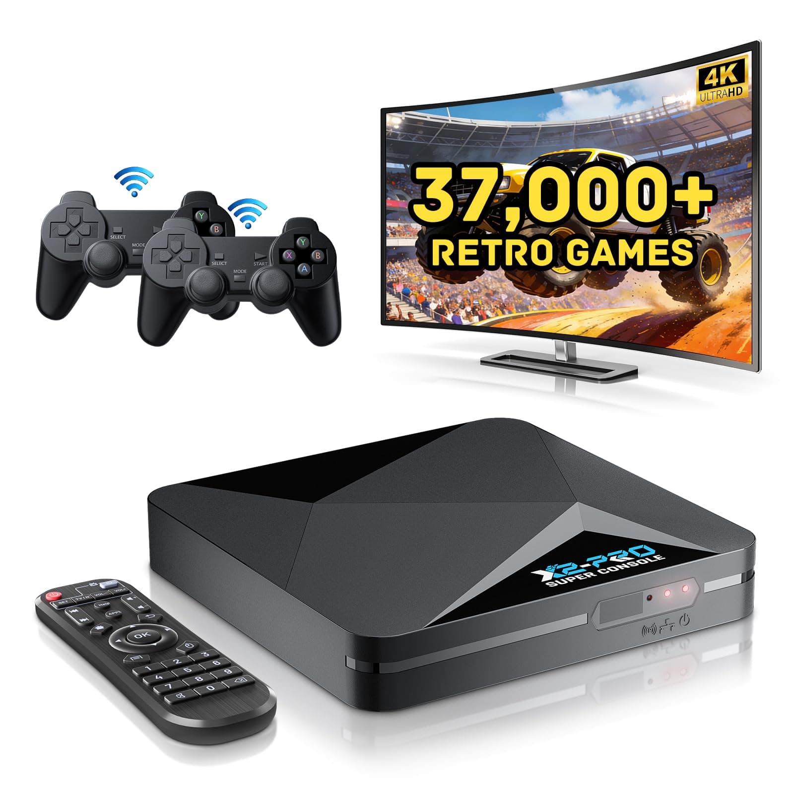 Kinhank Retro Gaming Console with 37,000+ Games,Super Console X2 PRO Emulator Console,Classic Video Game Console with EmuElec 4.6/Android 9.0,4K UHD Output,2.4+5G WiFi,BT 5.0