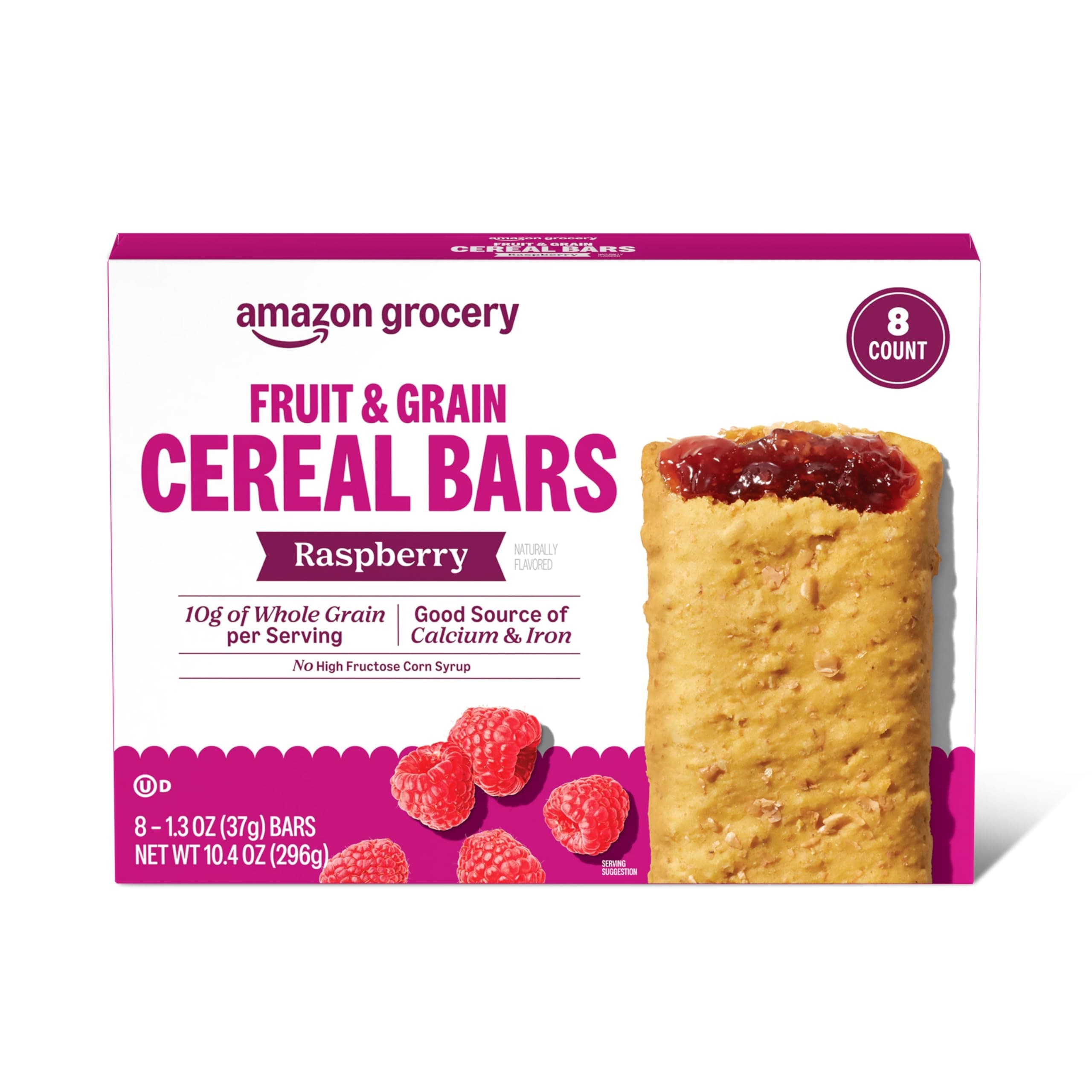 Fruit & Grain Cereal Bars, Raspberry, 1.3 Oz, 8 Ct